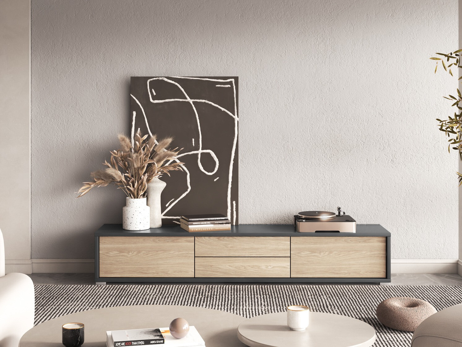 ТВ тумба Austin 325 (Антрацит + Дуб)