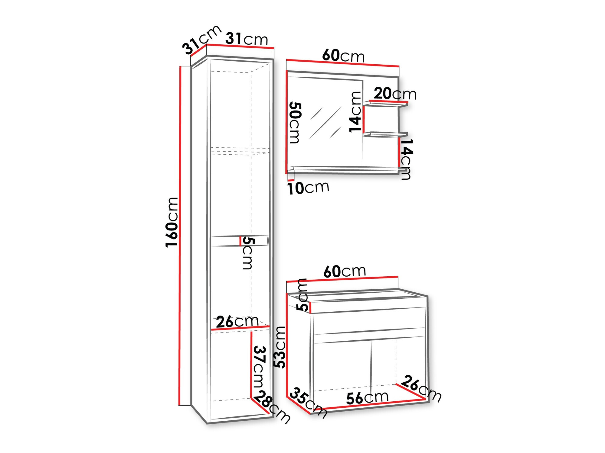 Набор для ванной комнаты Sarasota 168 (Матера серый + Каштан)