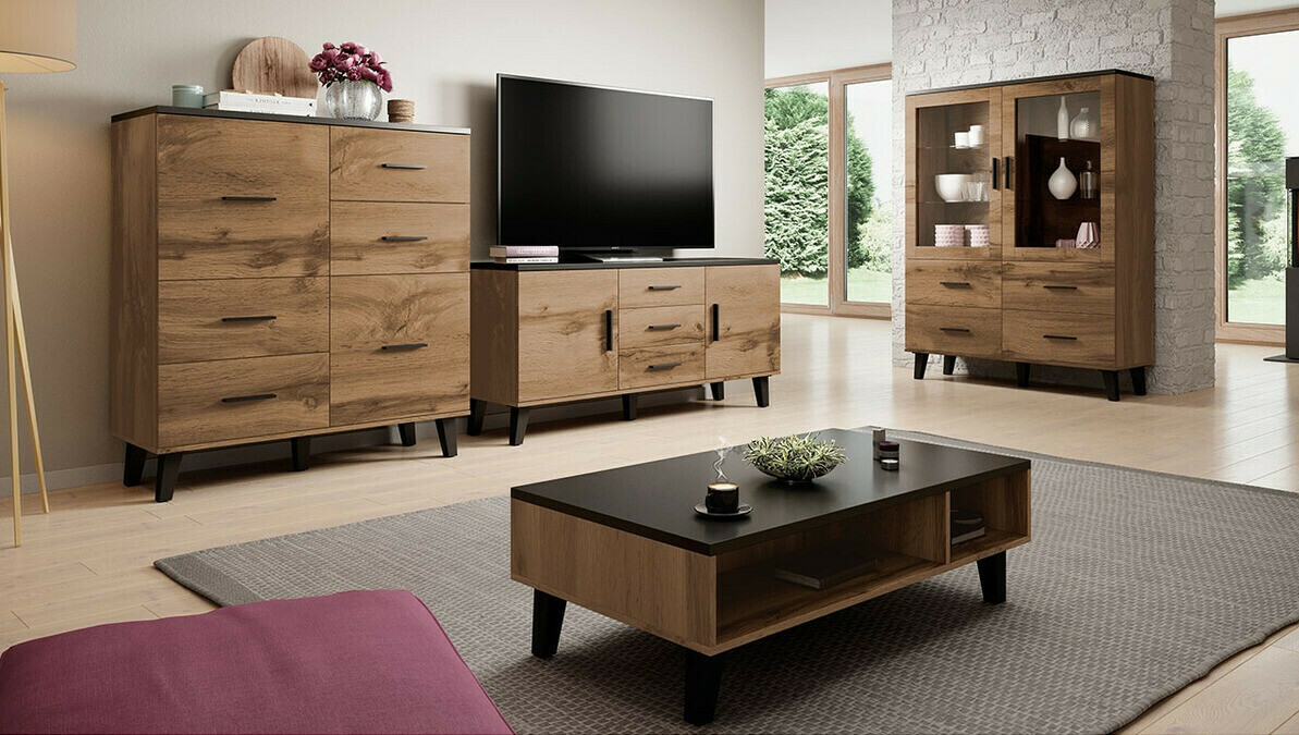 TV galds Larfloi 107 (Votan ozols + Melns)