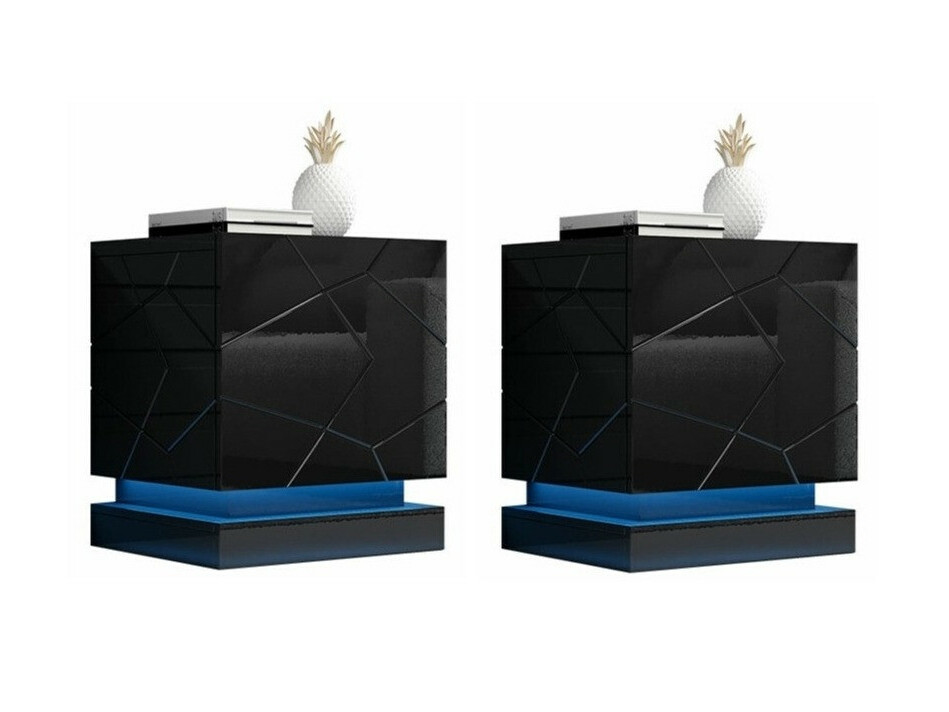 Комплект прикроватных тумбочек Charlotte 187 (Чёрный + Глянцевый черный)