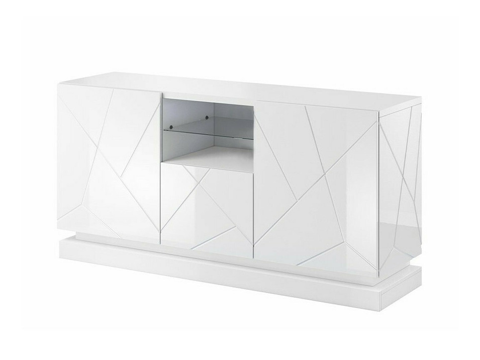 Skapis Charlotte 186 (Balts + Glancēts balts)