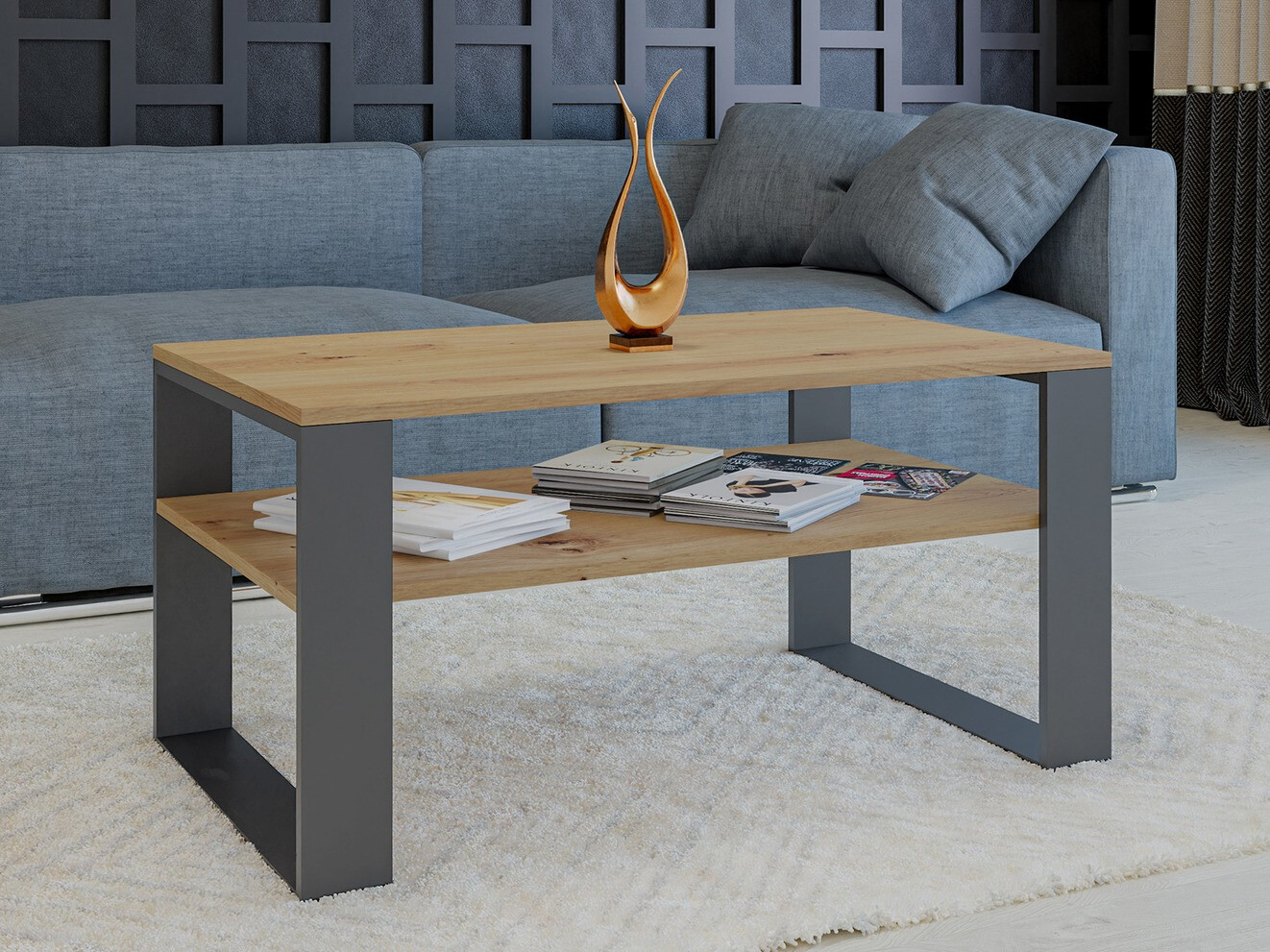 Žurnālu galdiņš Mandeville 208 (Artisan ozols + Antracīts)