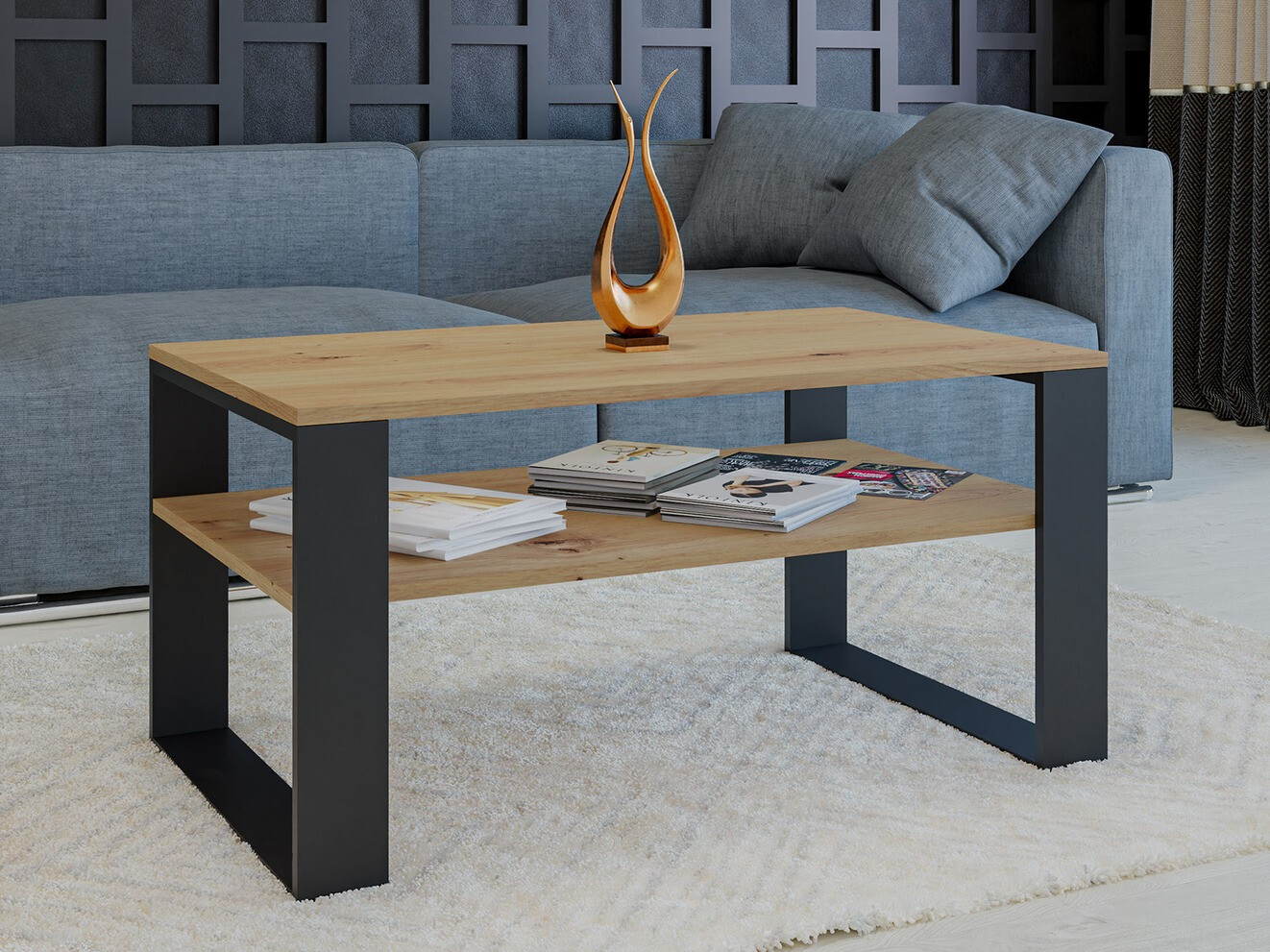 Žurnālu galdiņš Mandeville 208 (Artisan ozols + Melns)