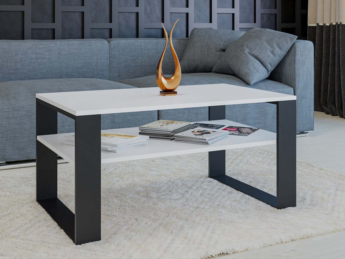 Žurnālu galdiņš Mandeville 208 (Balts + Melns)