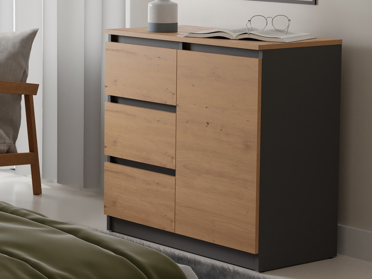 Kомод Elbvelu 110 (Artisan дуб + Антрацит)