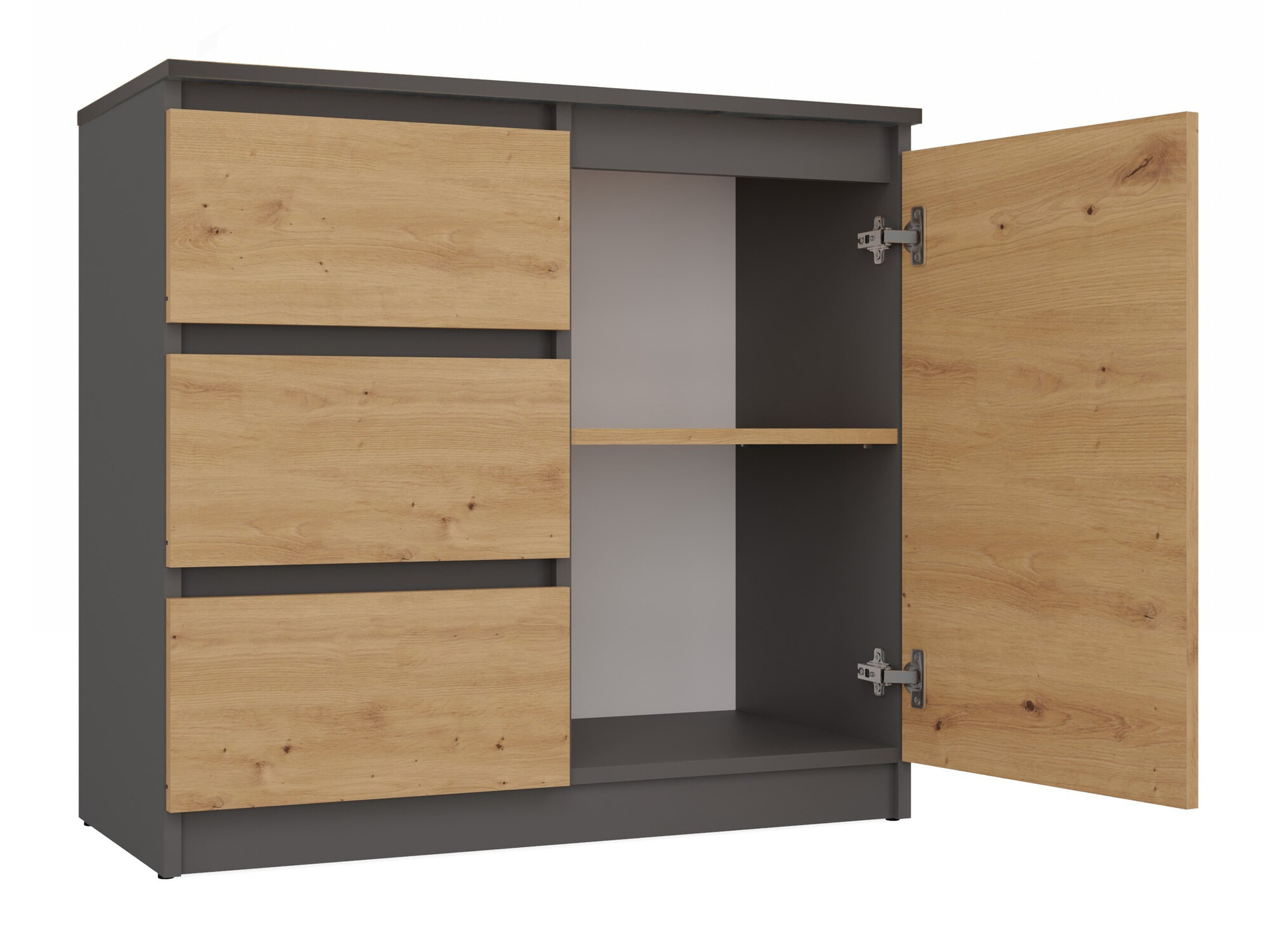 Kumode Elbvelu 110 (Antracīts + Artisan ozols)