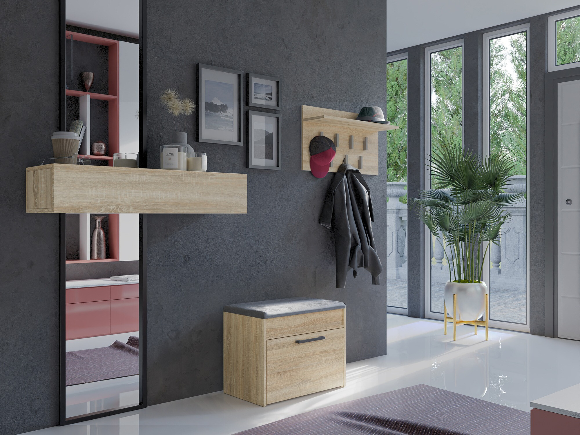 Тумба для обуви Mandeville 219 (Сонома Дуб)