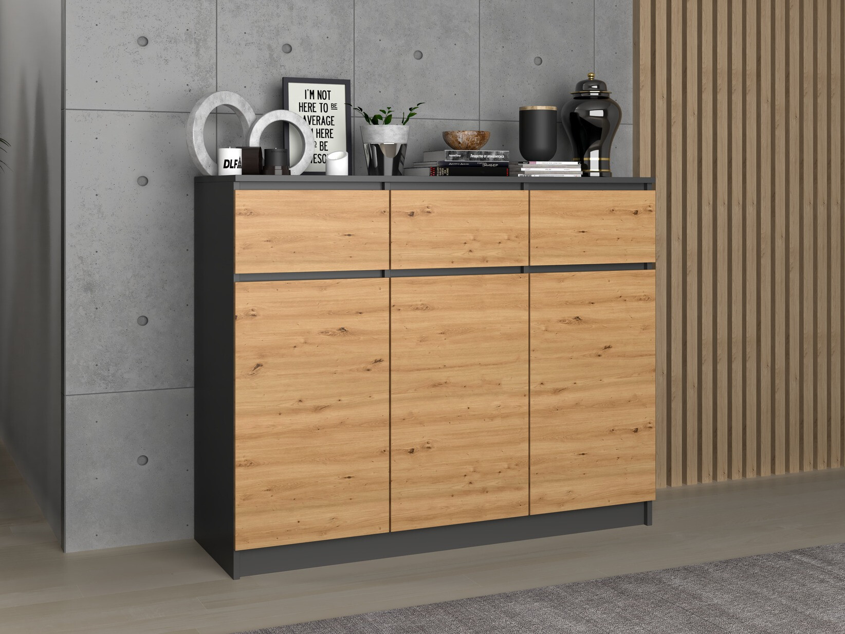 Kомод Elbvelu 115 (Антрацит + Artisan дуб)