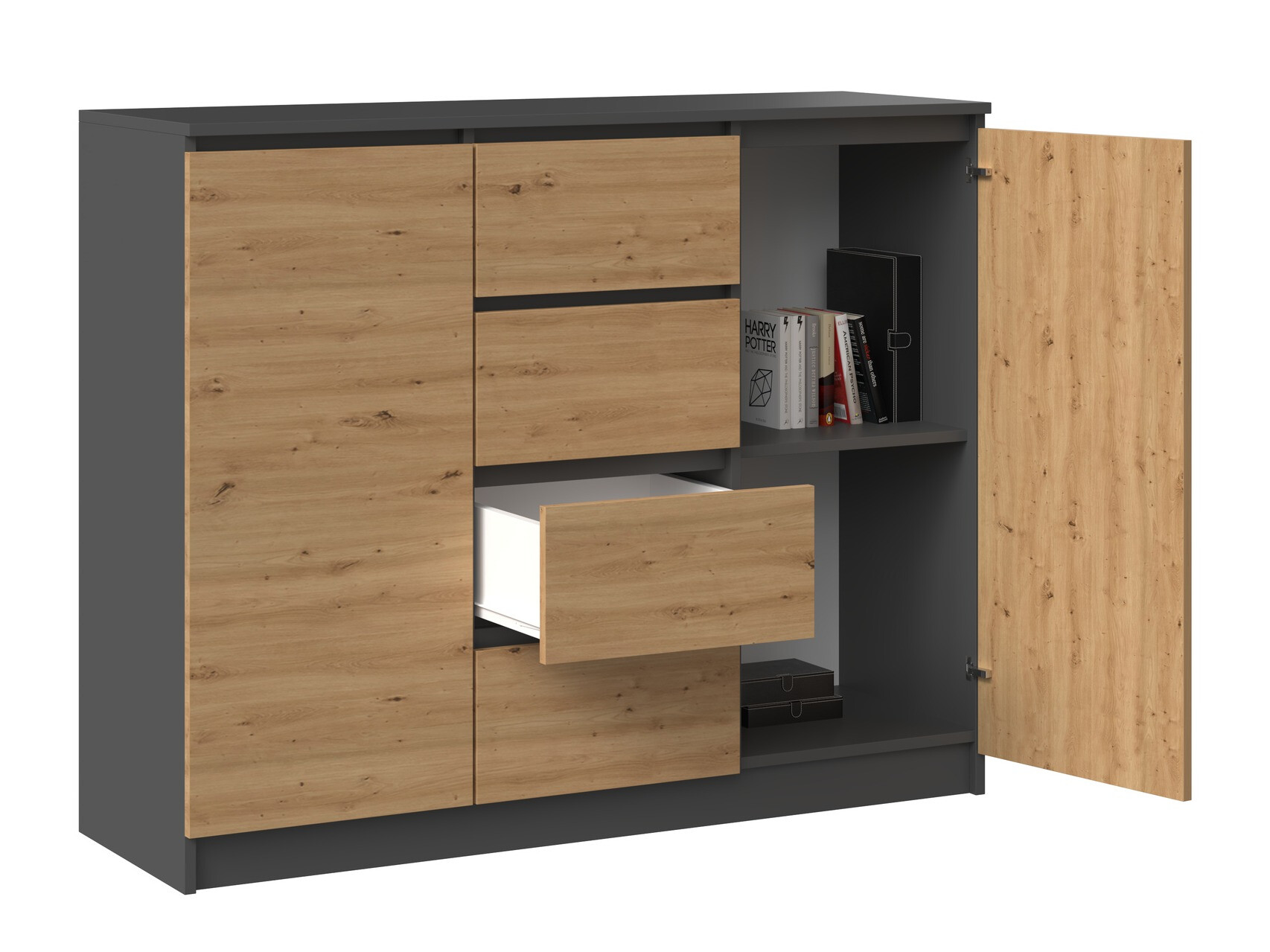 Kumode Elbvelu 113 (Antracīts + Artisan ozols)