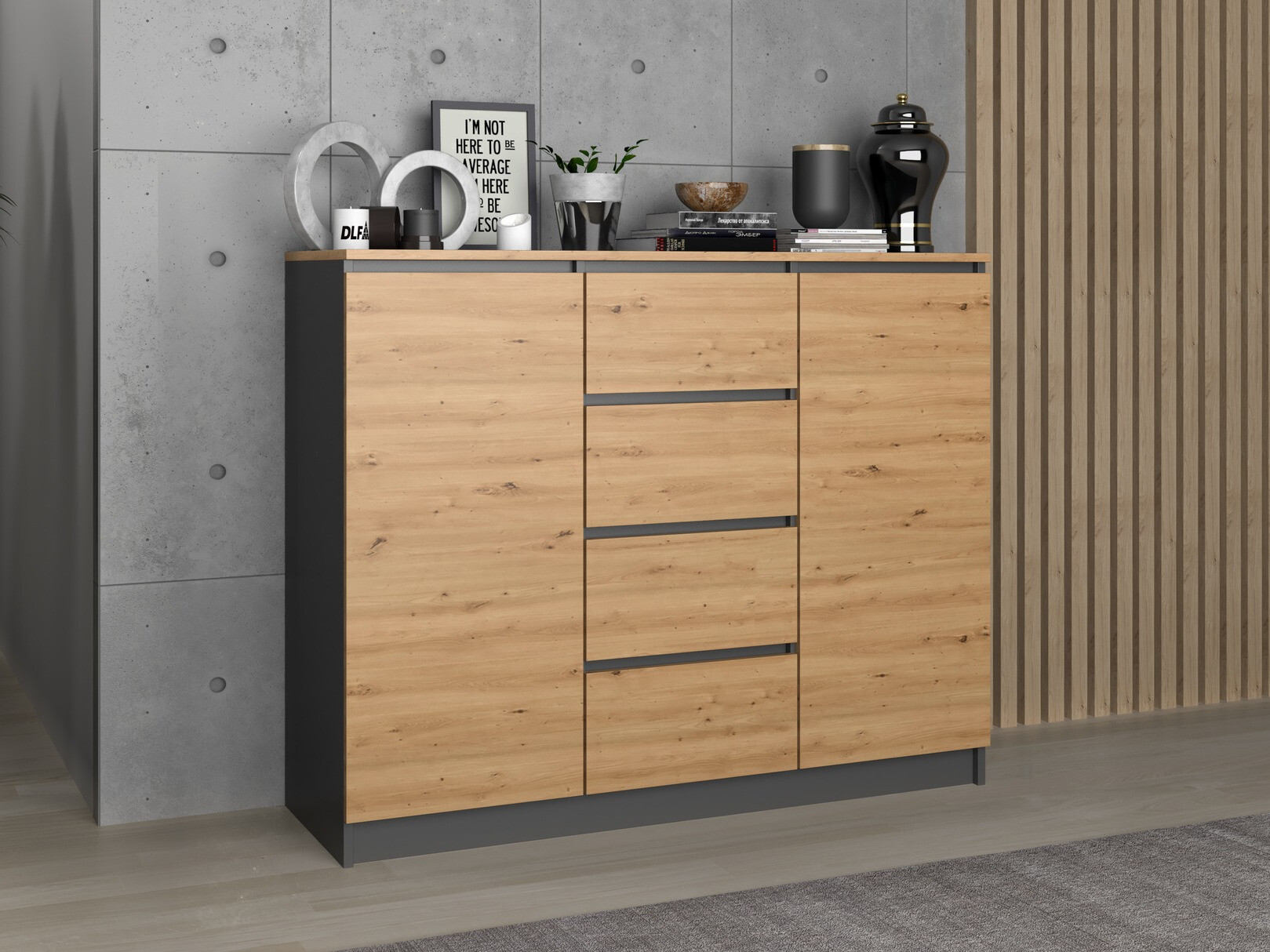 Kumode Elbvelu 113 (Artisan ozols + Antracīts)