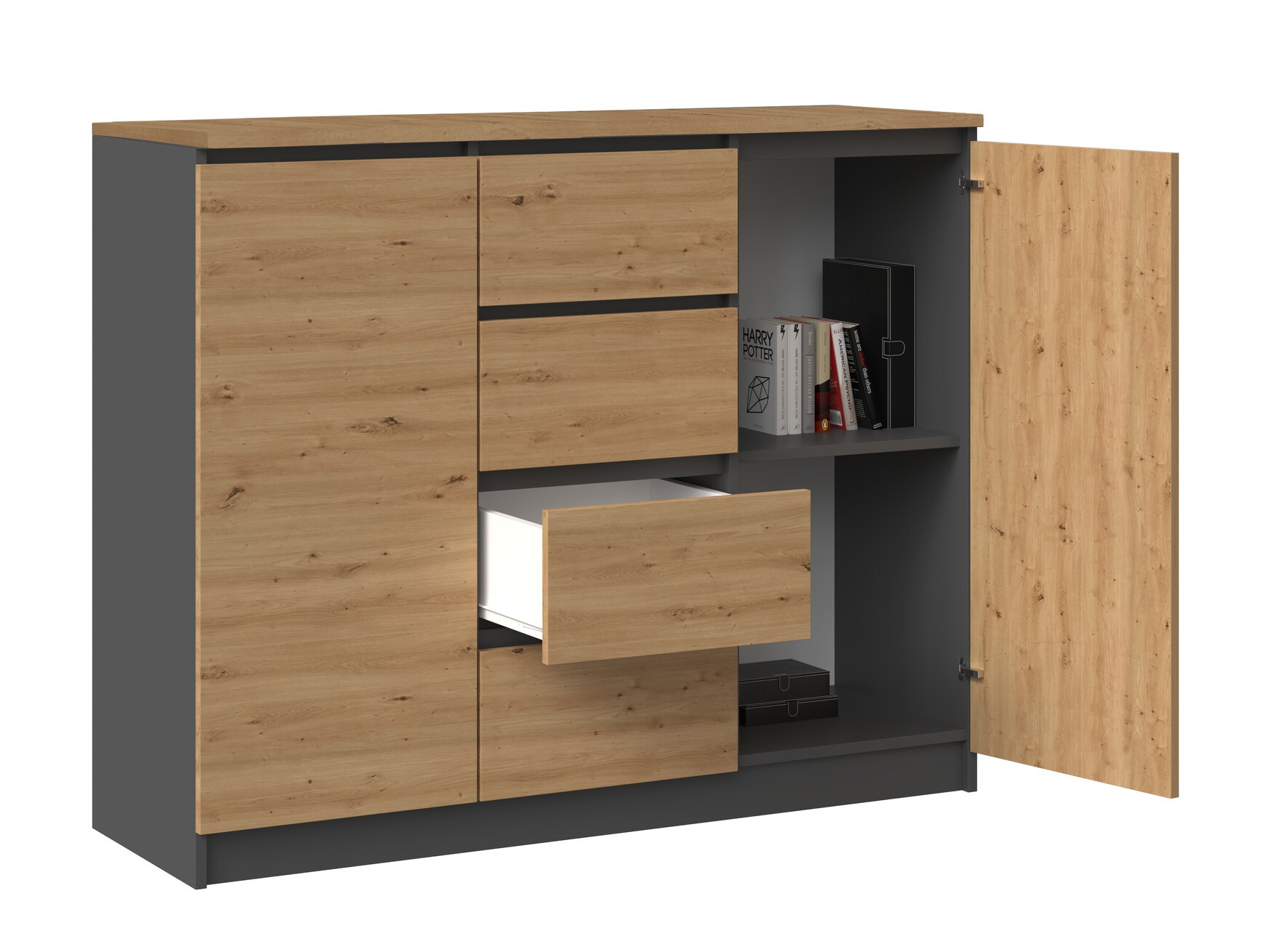 Kumode Elbvelu 113 (Artisan ozols + Antracīts)