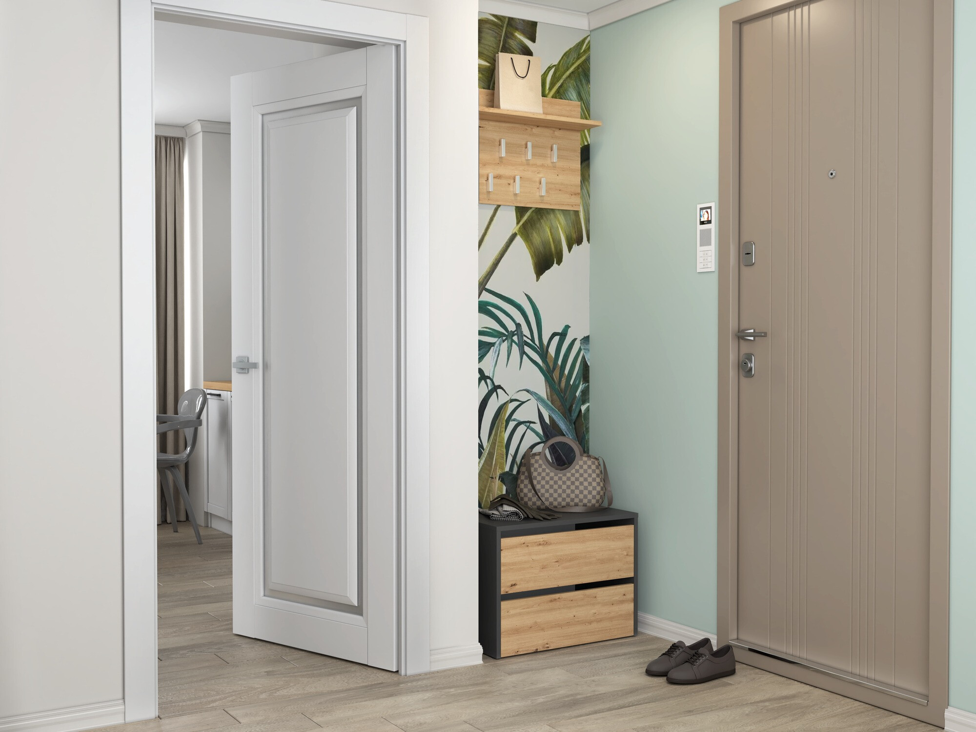 Тумба для обуви Mandeville 222 (Антрацит + Artisan дуб)