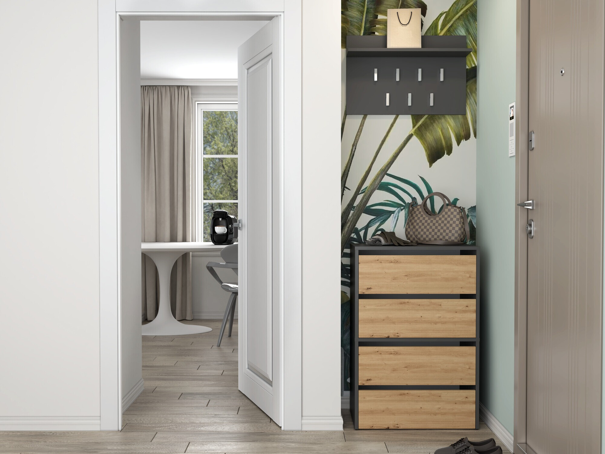 Тумба для обуви Mandeville 223 (Антрацит + Artisan дуб)