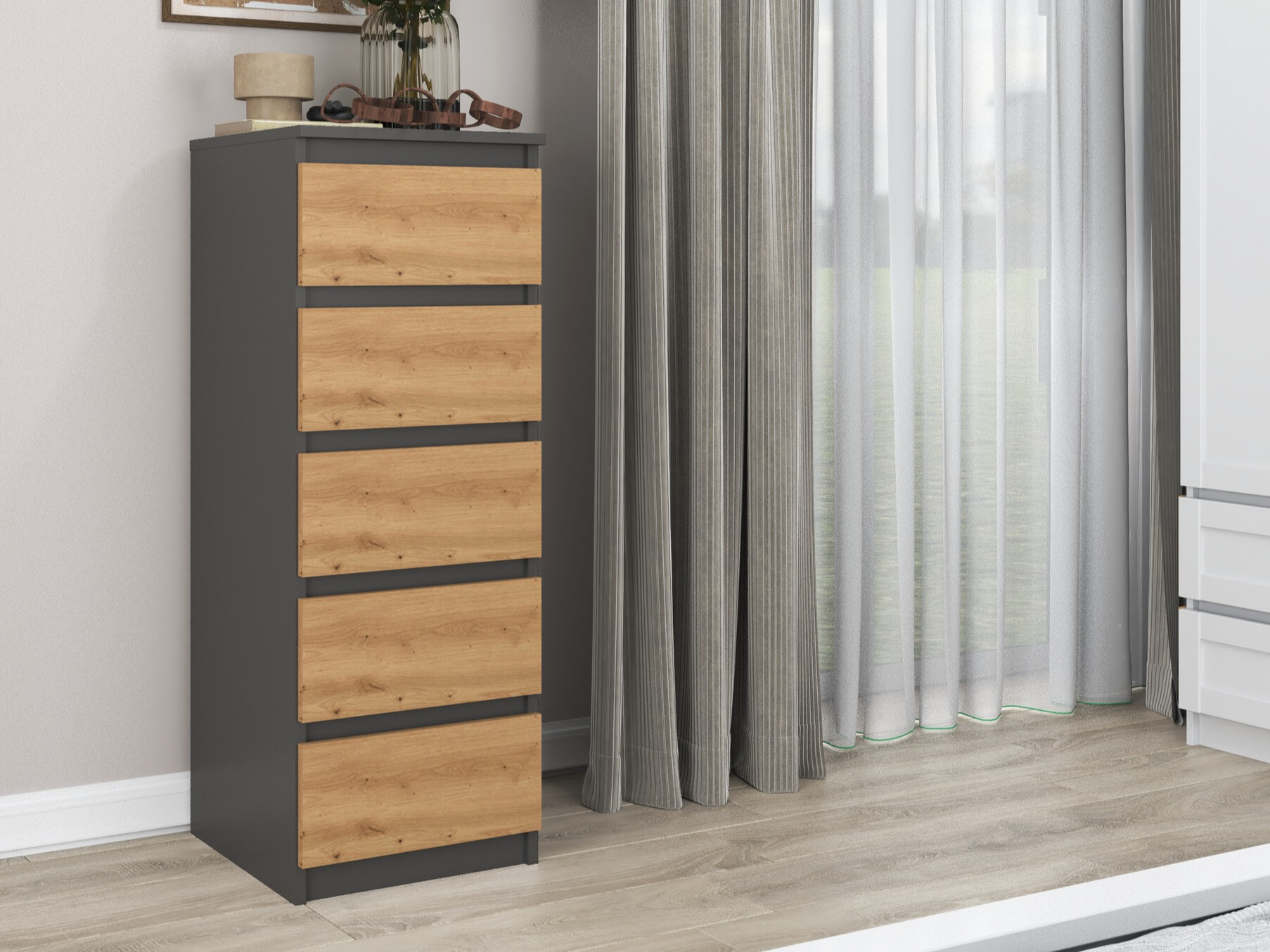 Kомод Elbvelu 121 (Антрацит + Artisan дуб)