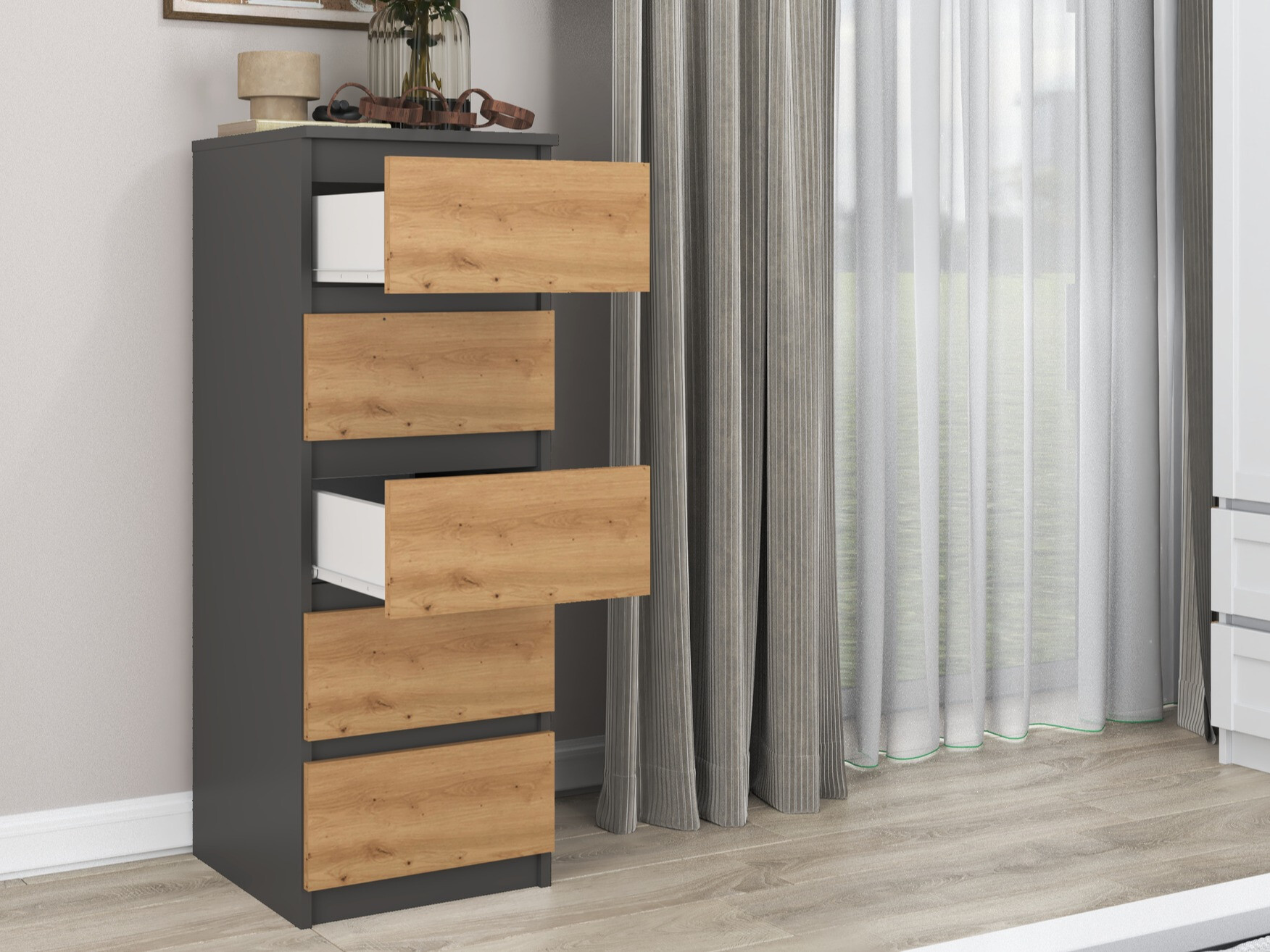 Kомод Elbvelu 121 (Антрацит + Artisan дуб)