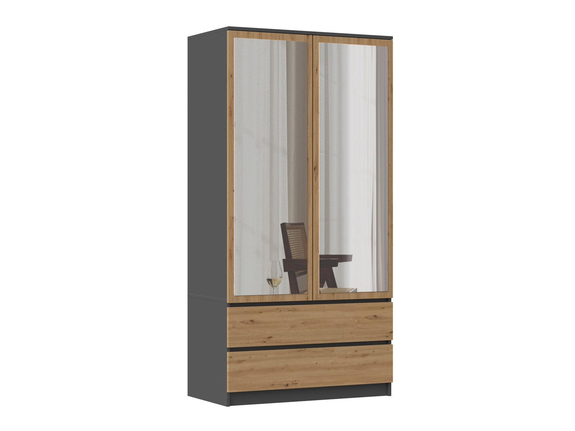 Шкаф Elbvelu 116 (Антрацит + Artisan дуб)