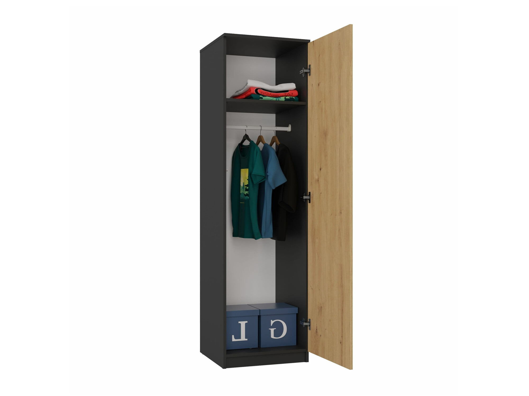 Skapis Elbvelu 118 (Antracīts + Artisan ozols)