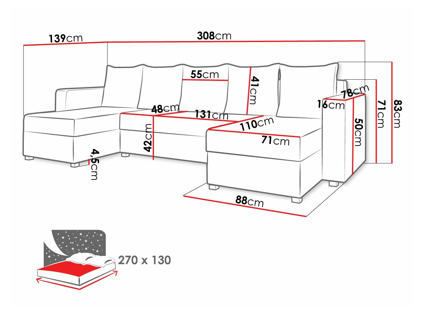 Угловой диван Memphis 121 (Soft 017 + Lawa 05)