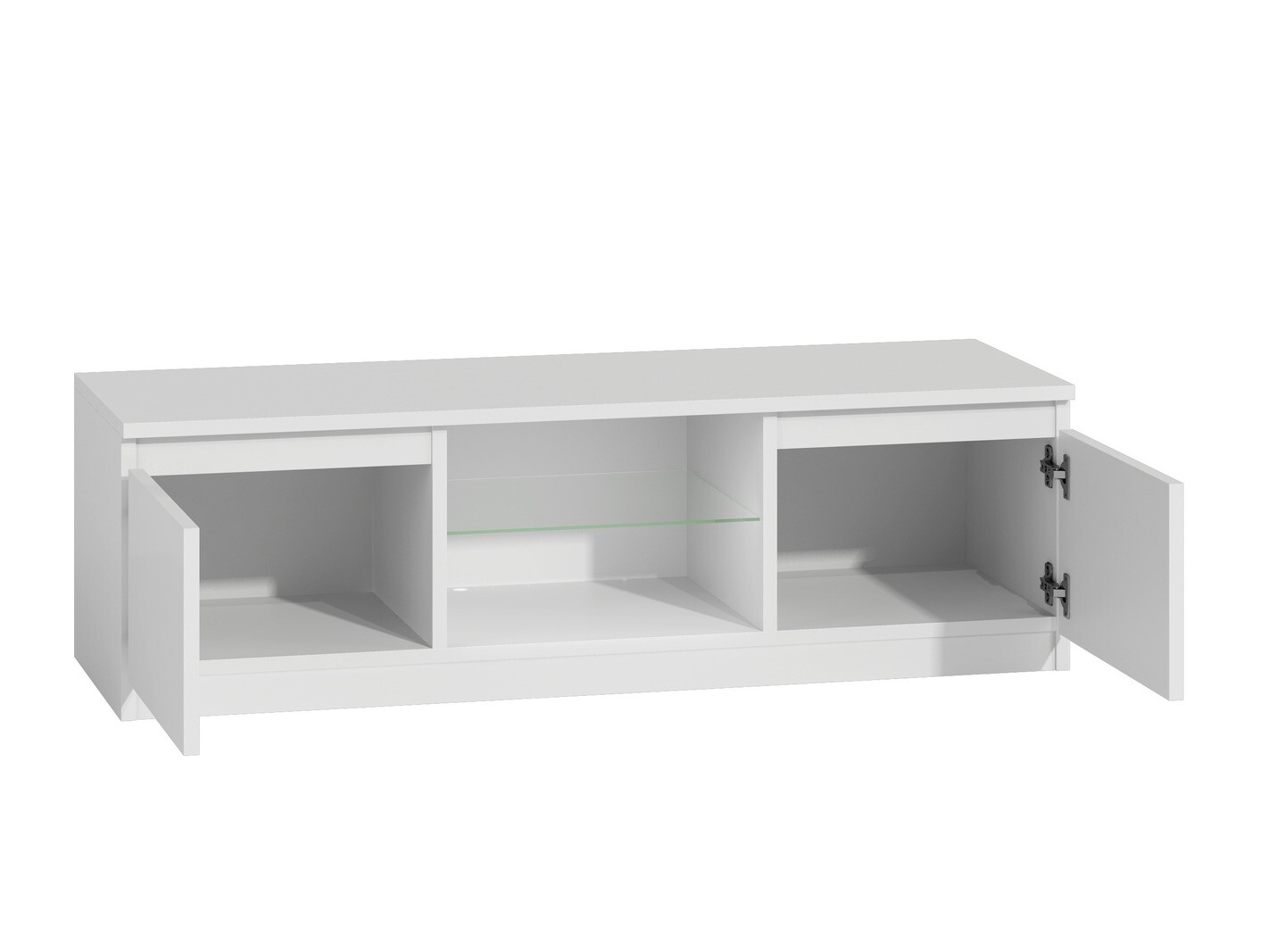 TV galds Elbvelu 126 (Balts + Glancēts balts)