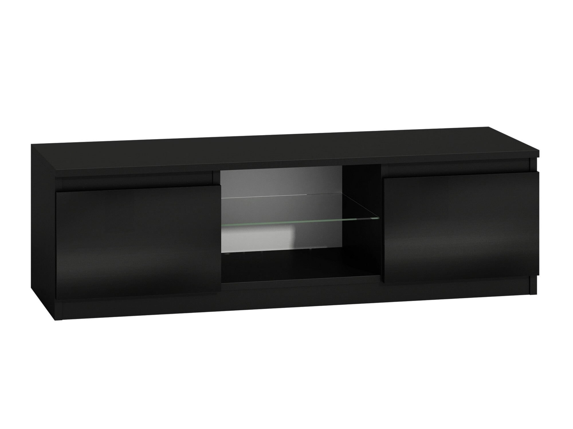 ТВ тумба Elbvelu 124 (Чёрный + Глянцевый черный)