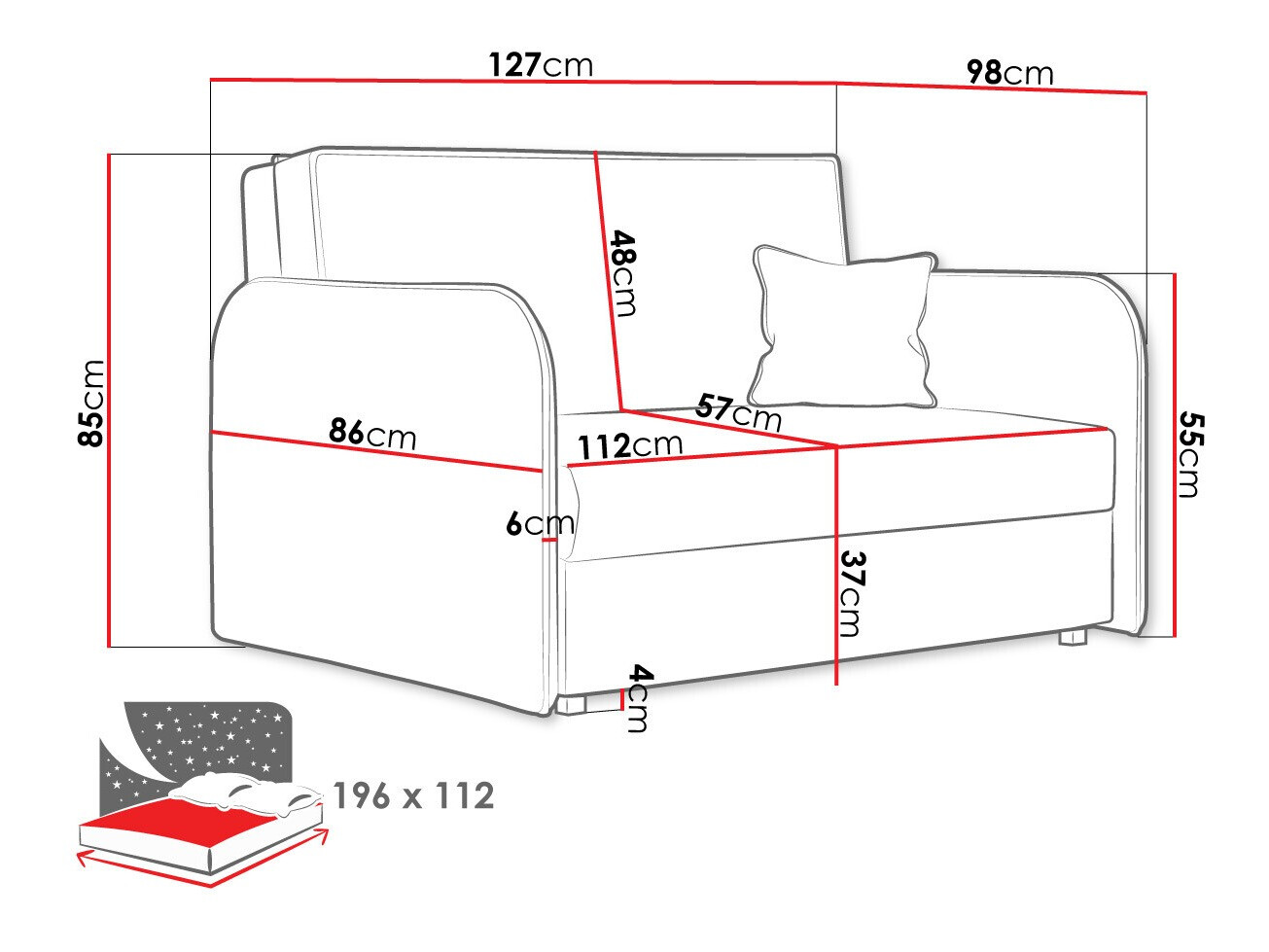 Диван-кровать Columbus 124 (Again 80)