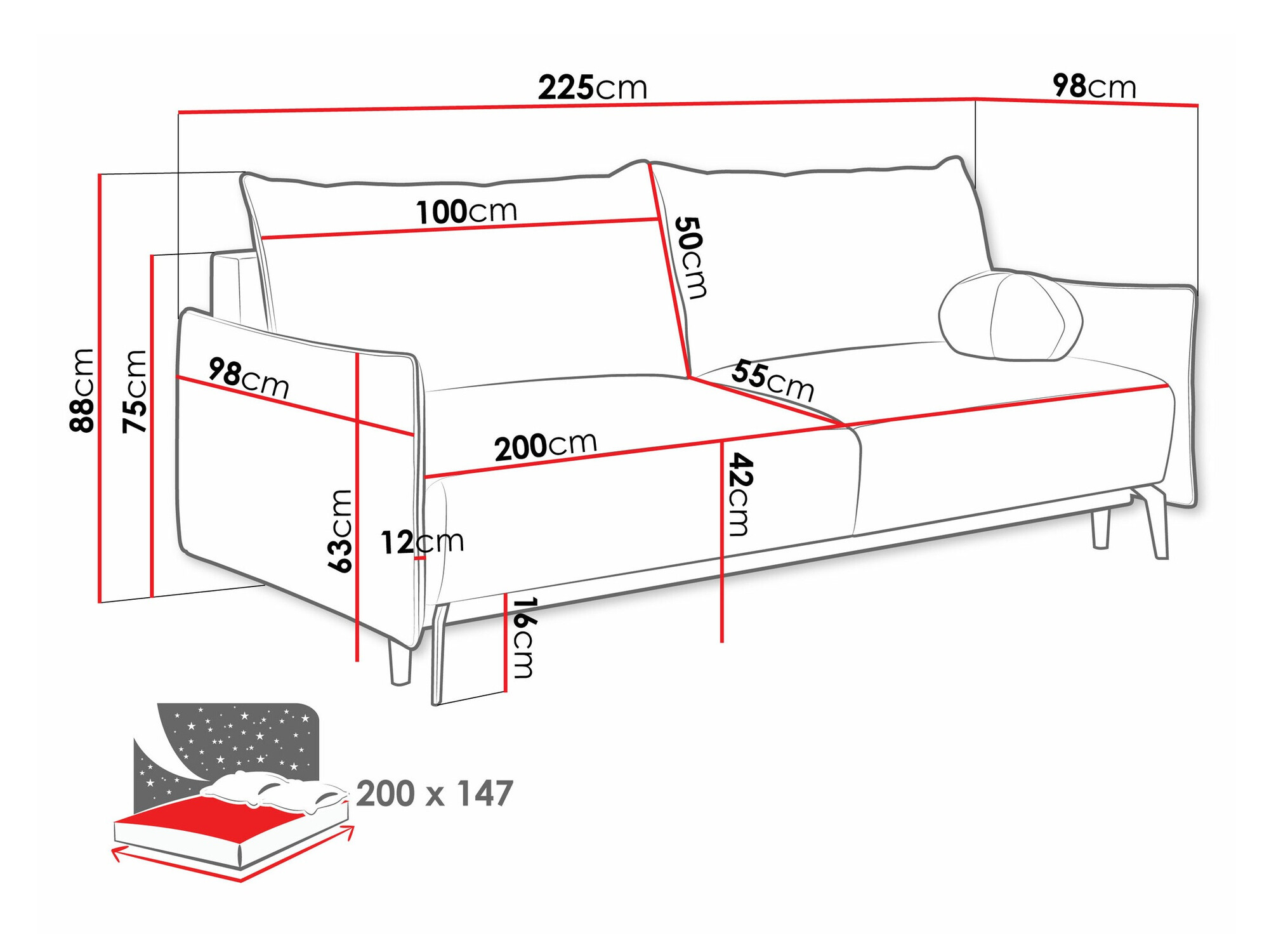 Диван-кровать Columbus 216 (Velo 635)
