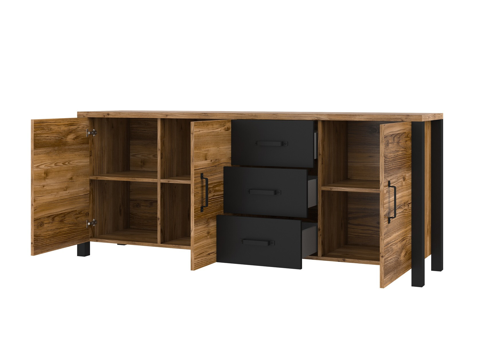 Kомод Tornua 106 (Темная ель + Матовый черный)