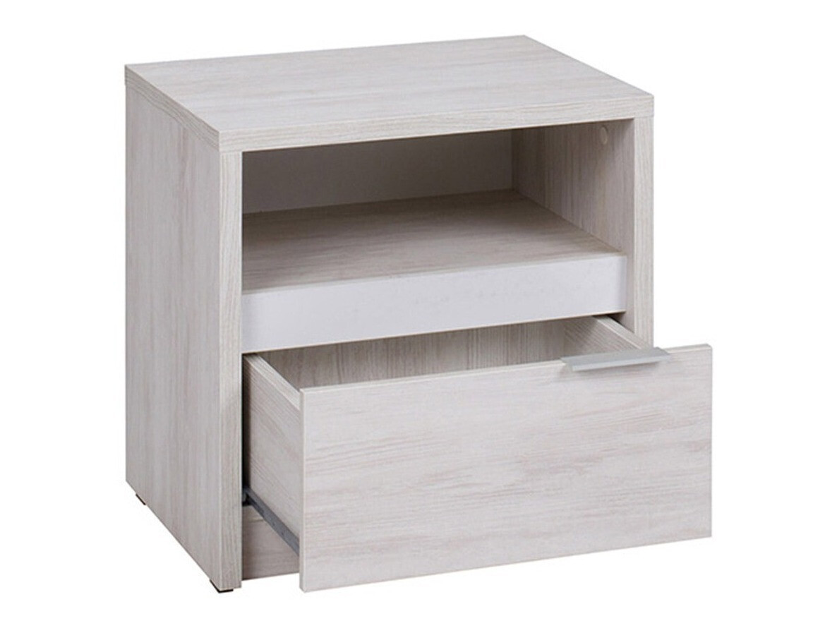 Прикроватная тумбочка Fivelbo 108 (Монастырский дуб + Глянцевый черный)