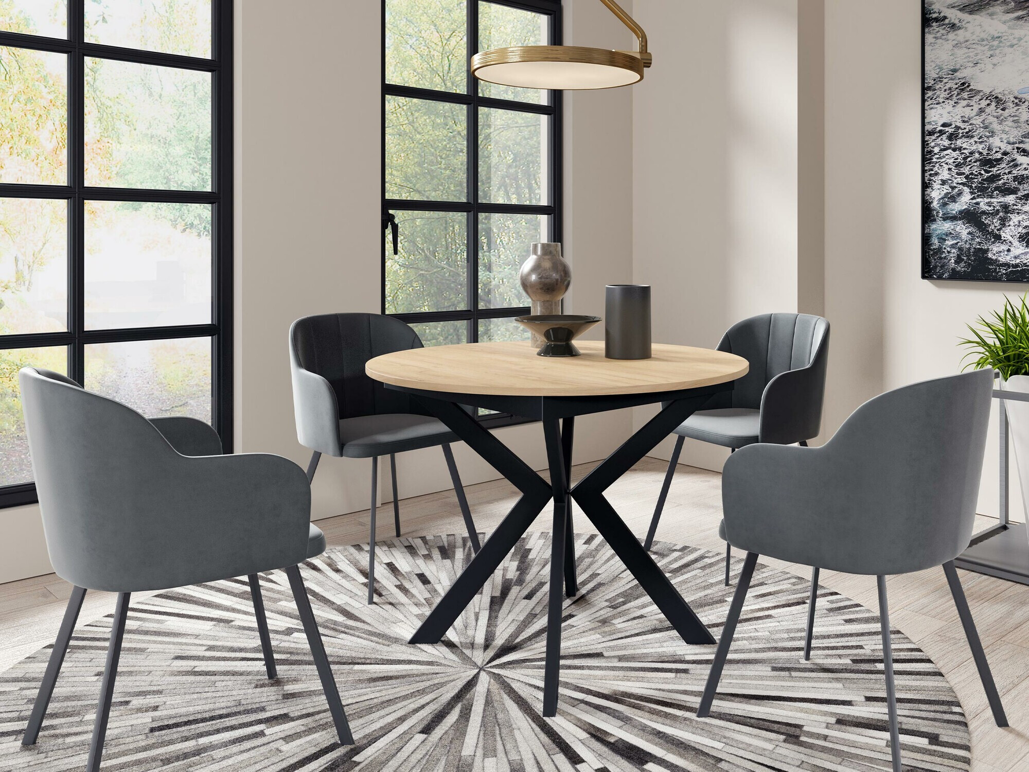 Galds Oswego 112 (Melns + Amatniecības zelta ozols)