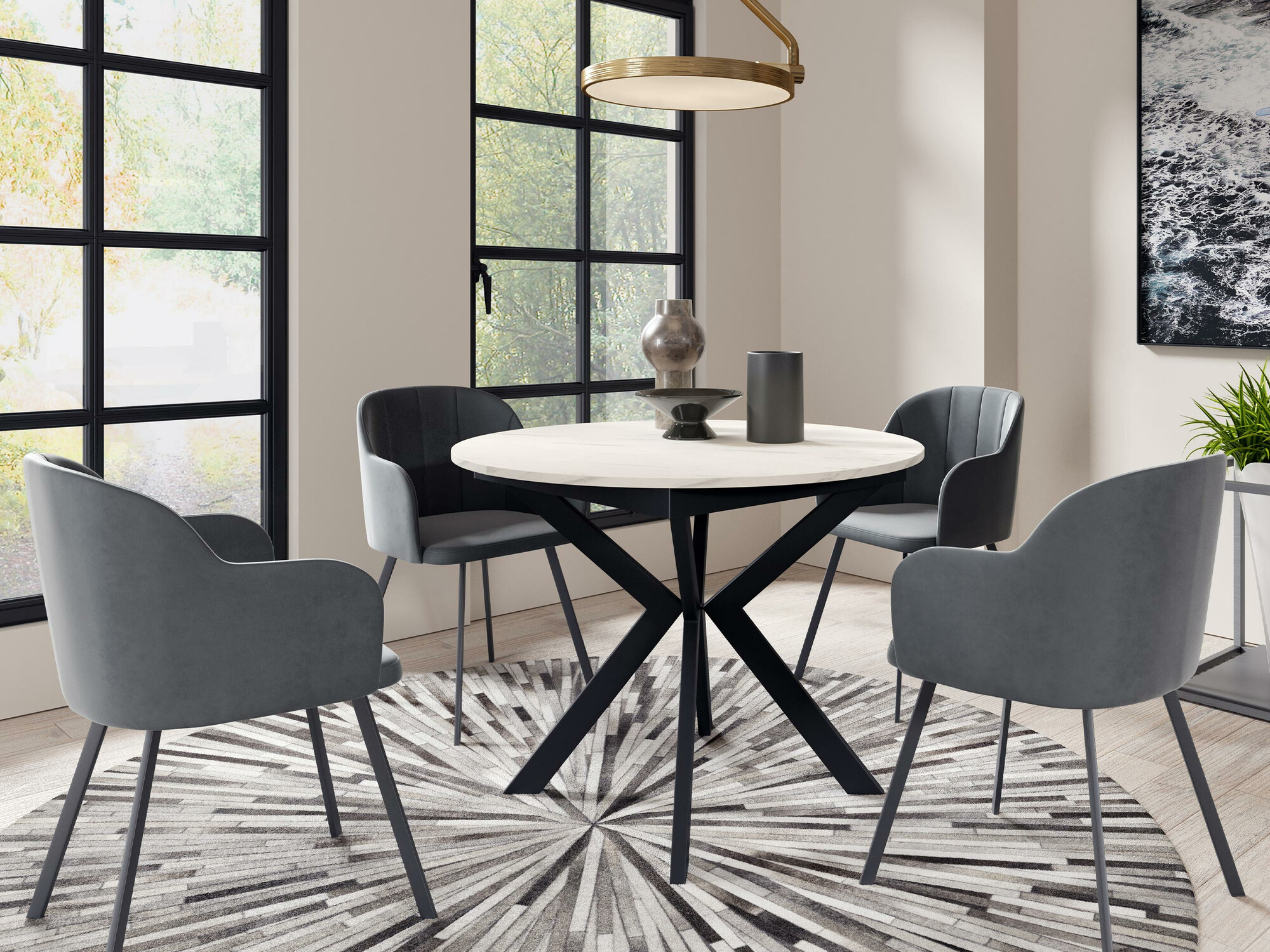 Galds Oswego 112 (Melns + Balts marmors)