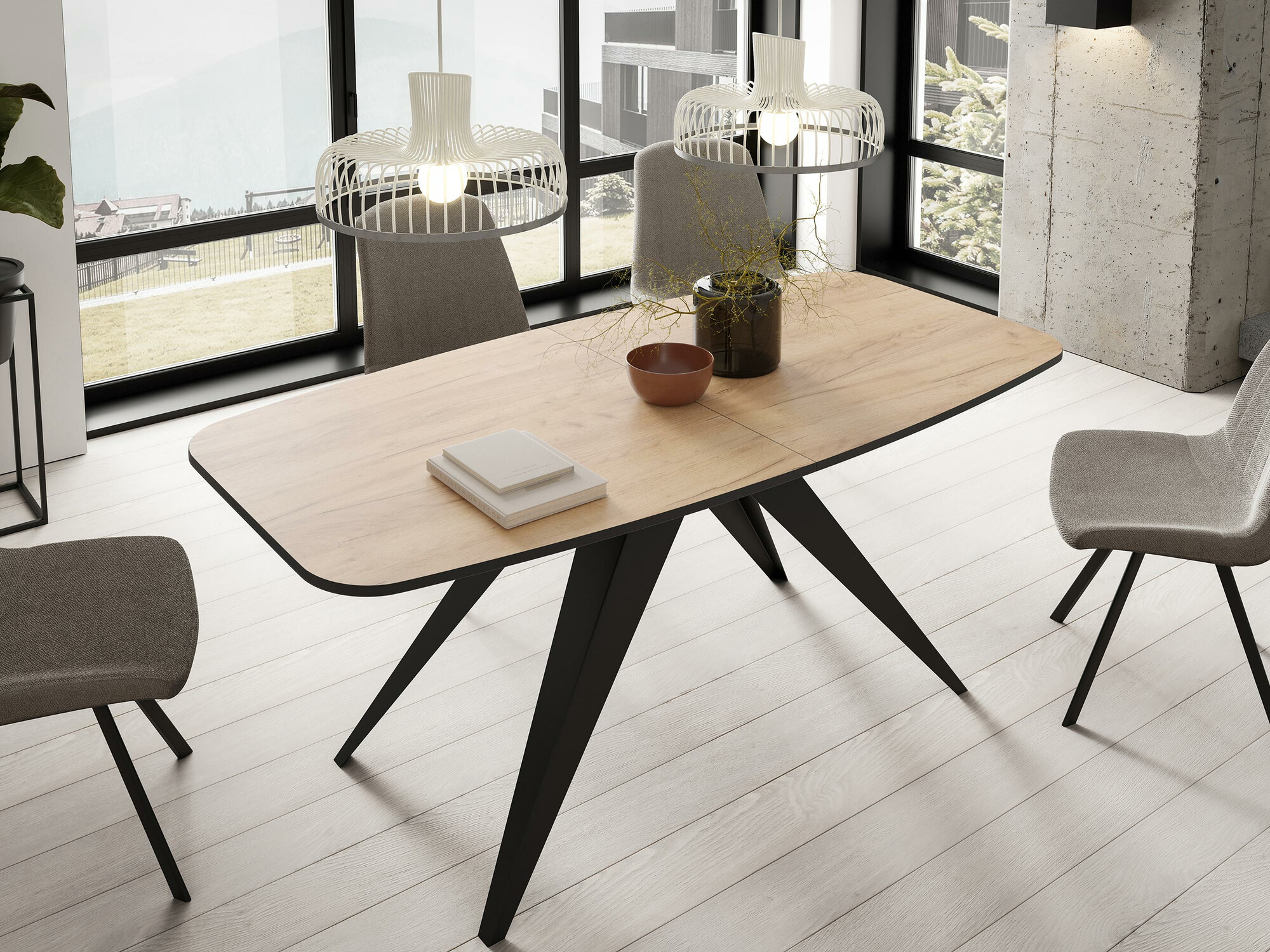 Galds Oswego 115 (Melns + Amatniecības zelta ozols)