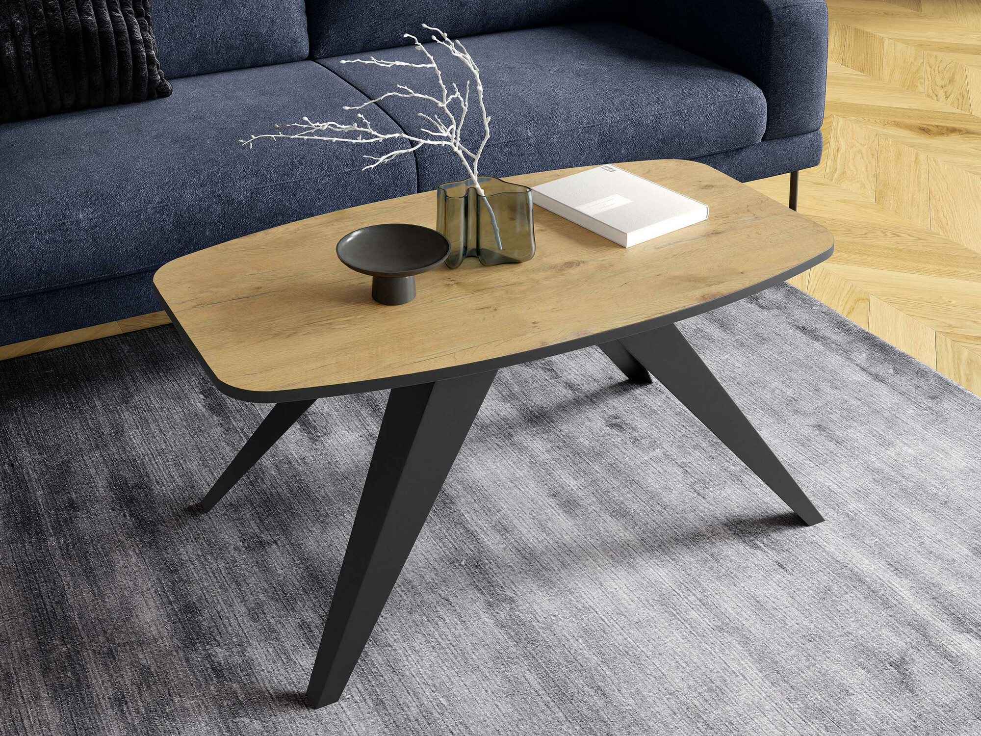 Журнальный столик Oswego 117 (Чёрный + Ланцетник дуб)