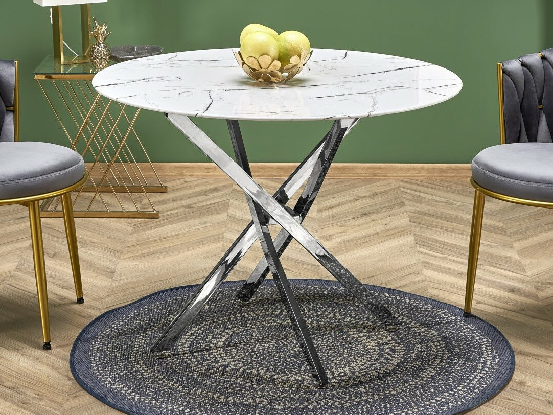 Cтол Houston 1538 (Серебряный + Белый мрамор)