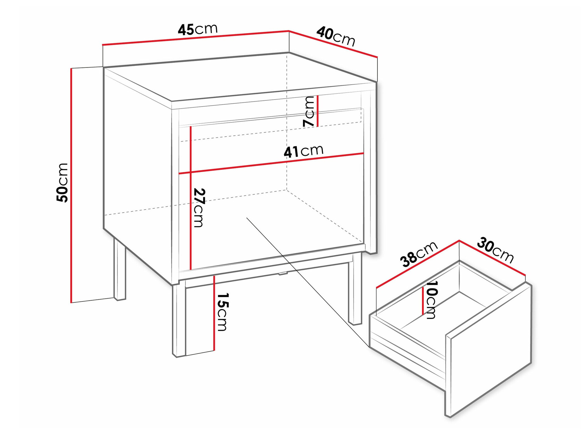 Naktsgaldiņš Comfivo Delruva 105 (Balts)