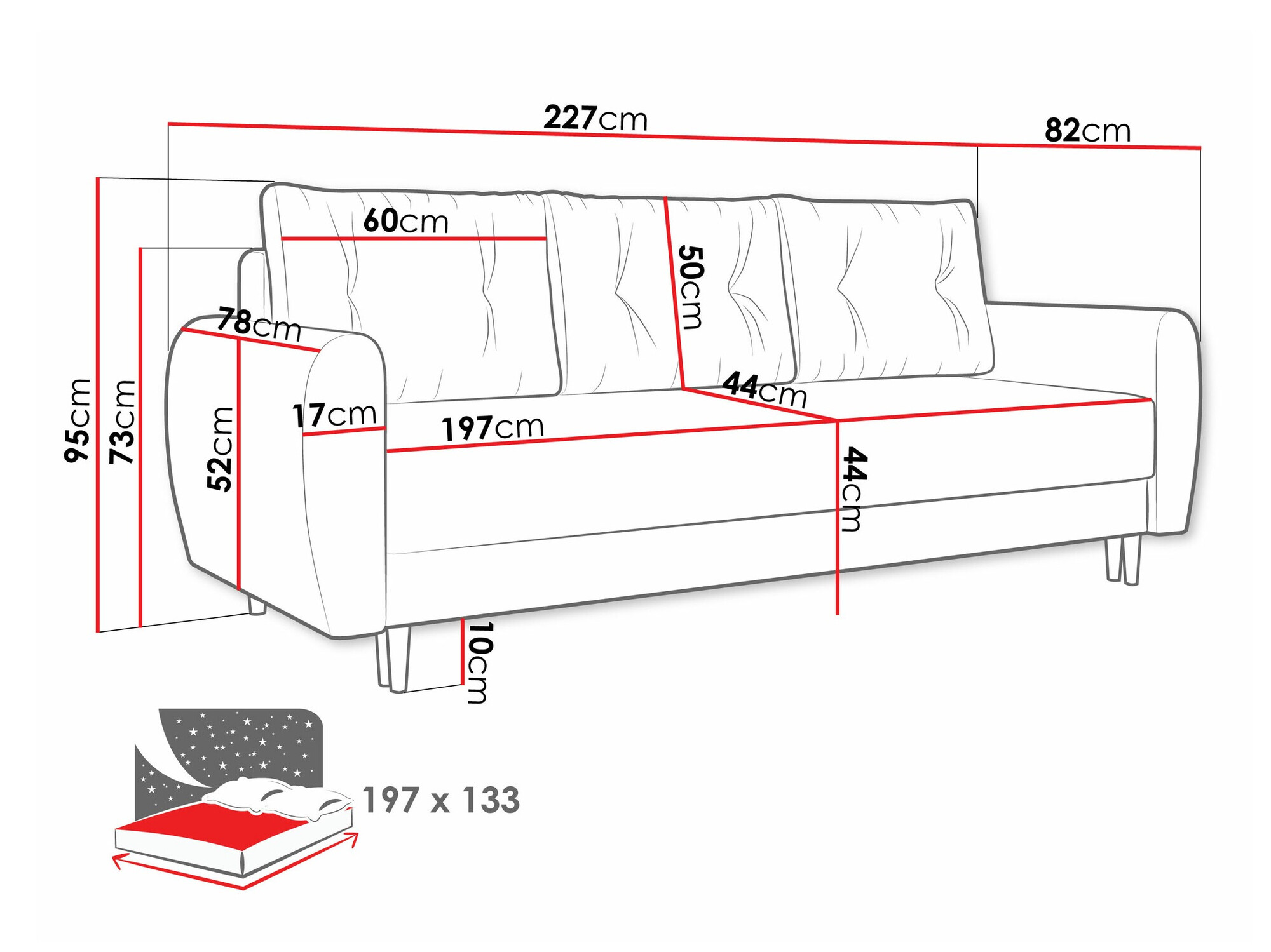 Dīvāns gulta Memphis 143 (Itaka 10)
