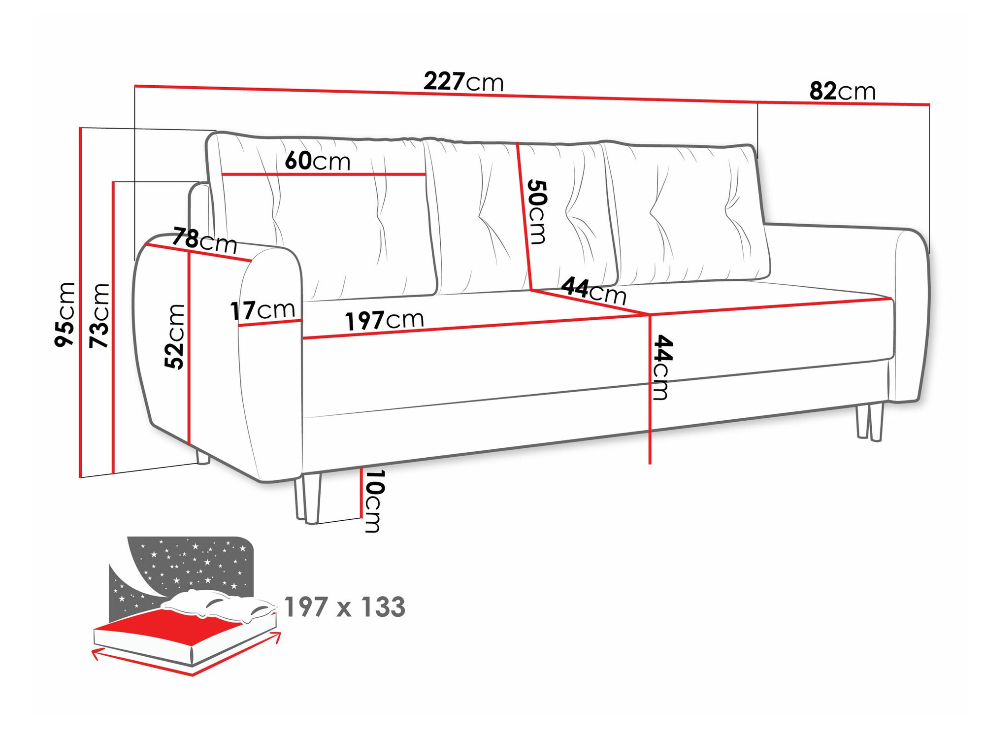 Dīvāns gulta Memphis 143 (Itaka 14)