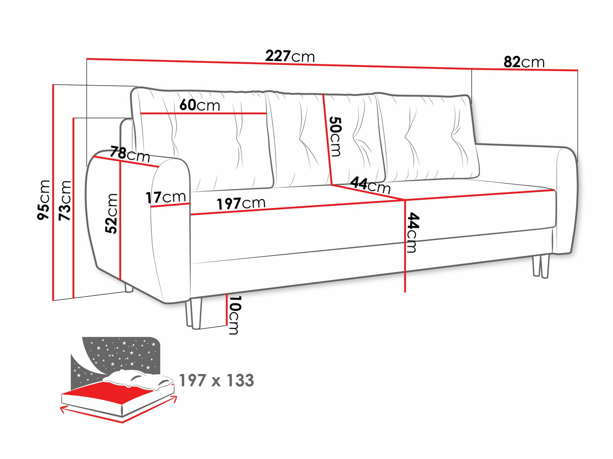 Dīvāns gulta Memphis 143 (Itaka 15)