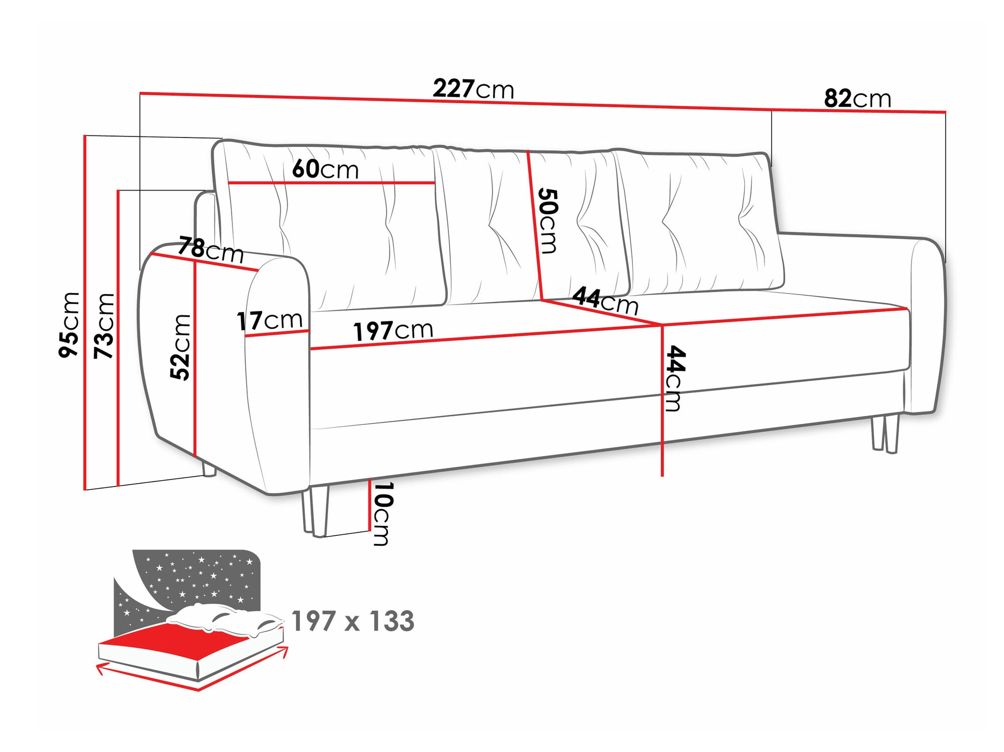 Dīvāns gulta Memphis 143 (Itaka 33)