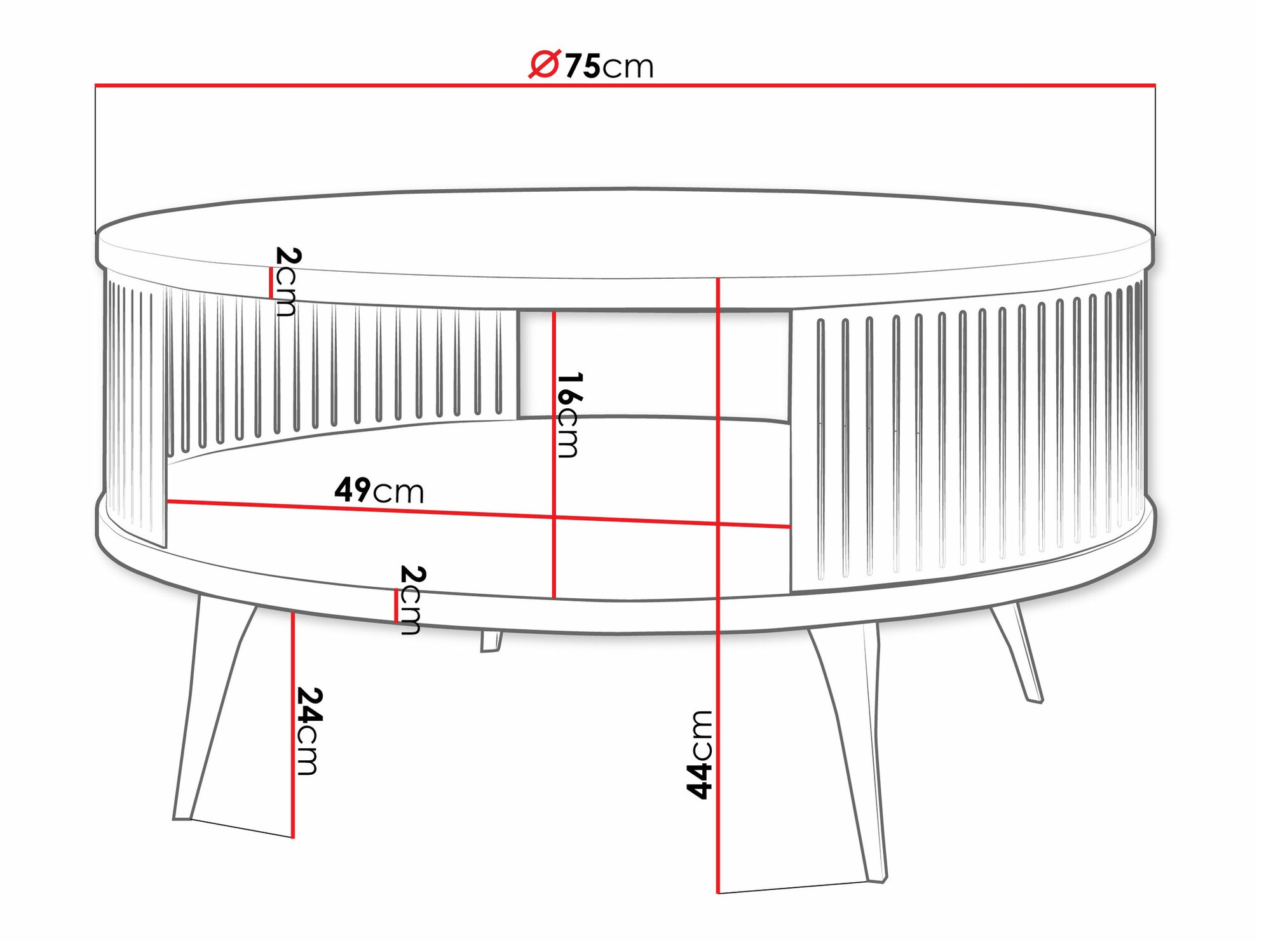 Žurnālu galdiņš Sordore 100 (Melns + Balts)