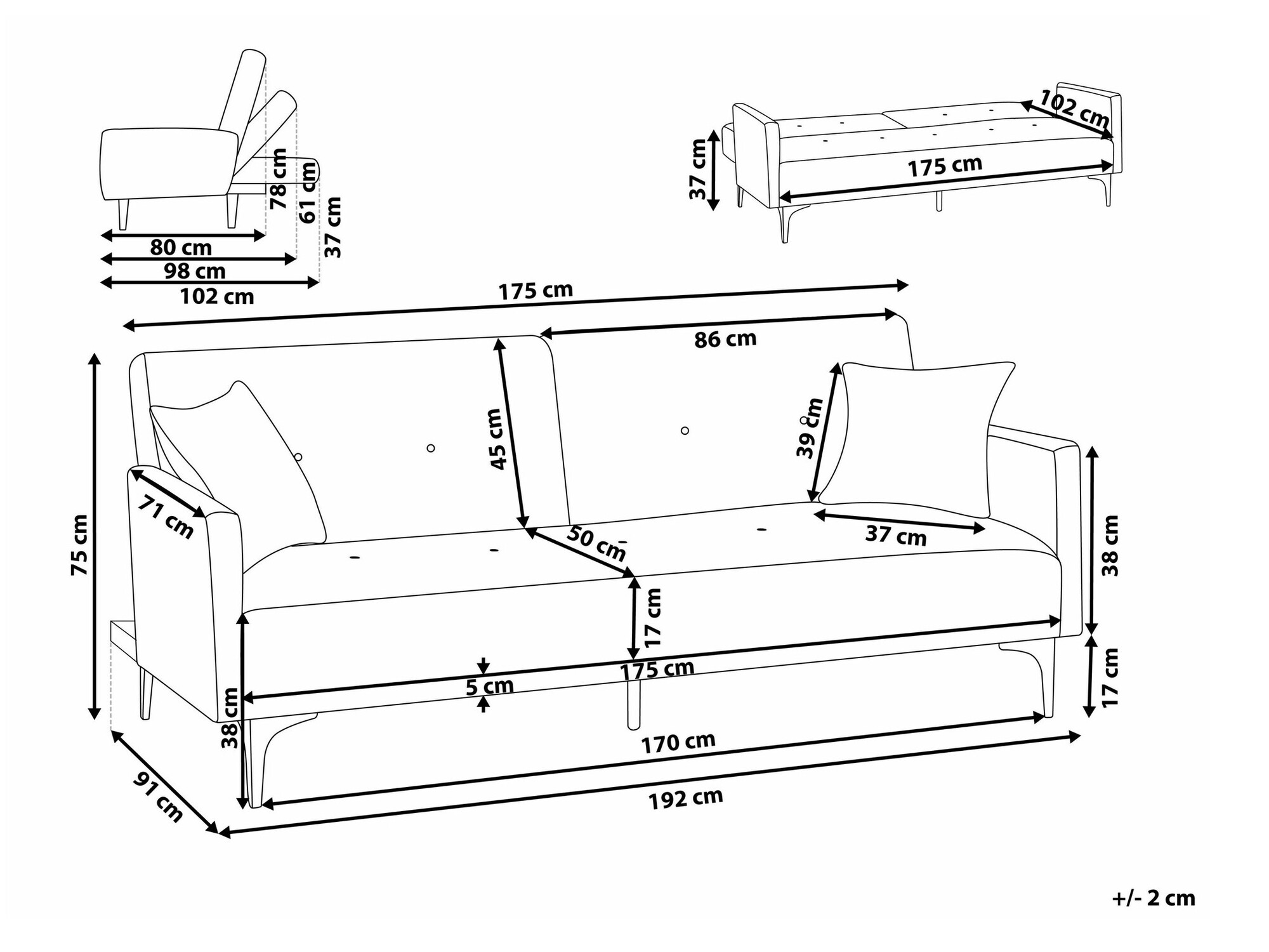 Диван-кровать Berwyn 161 (Светло-бежевый)
