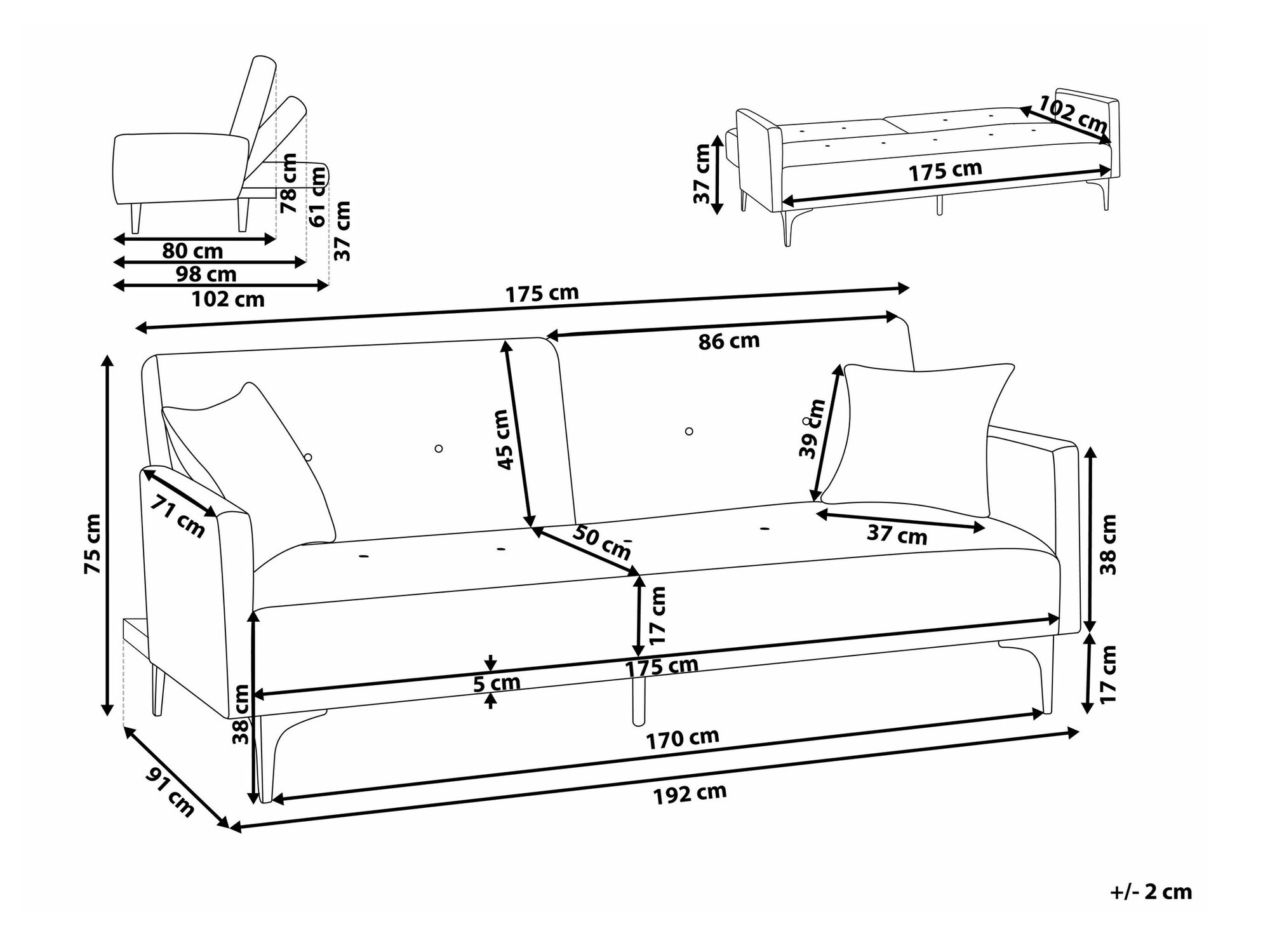Диван-кровать Berwyn 161 (Темно-синий)