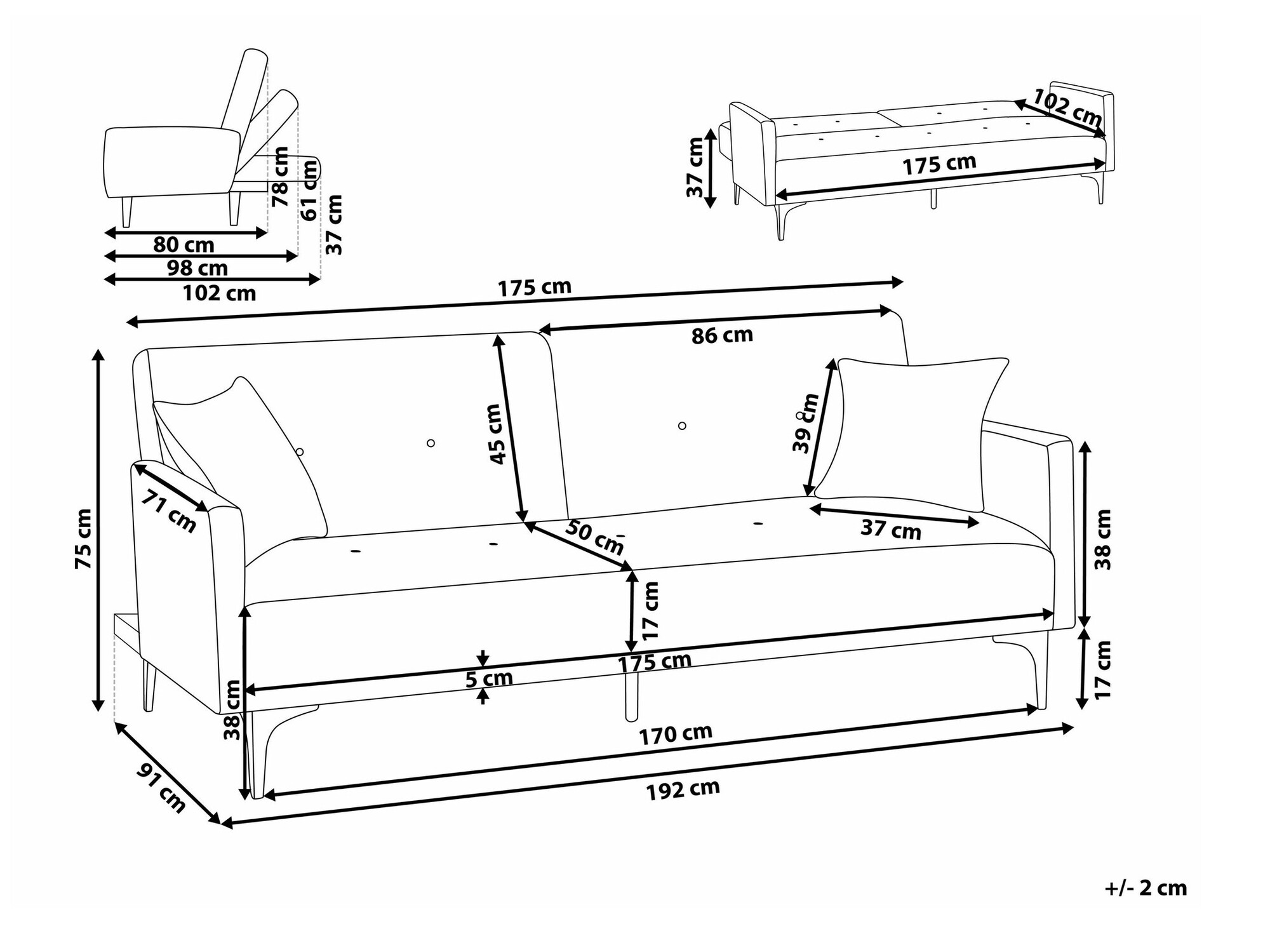 Dīvāns gulta Berwyn 161 (Tumši zaļš)
