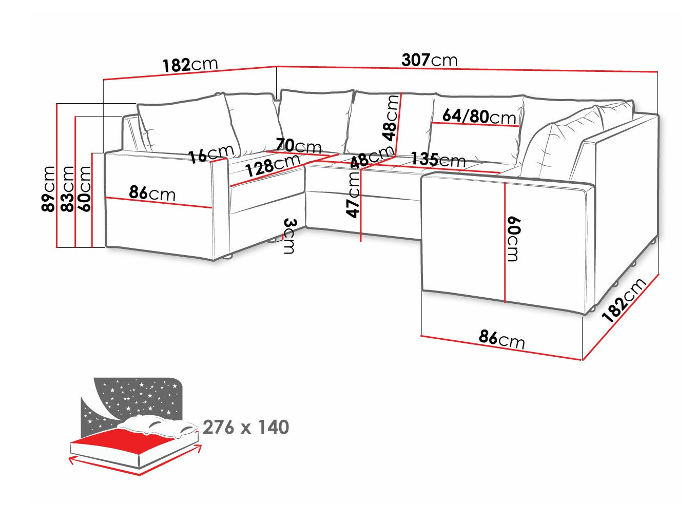 Угловой диван Providence 145 (Loca 30)