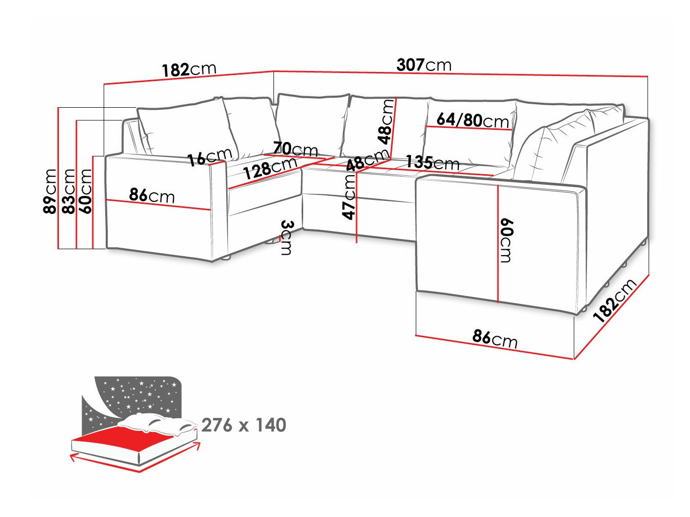 Угловой диван Providence 145 (Montana 101 + MDL 5)