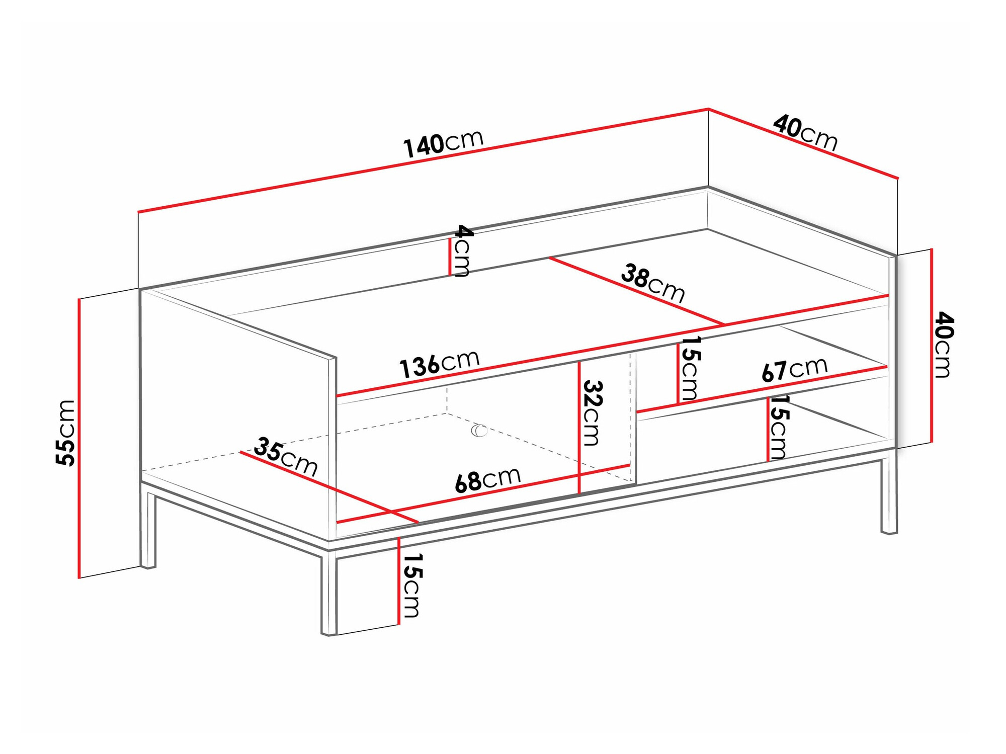 TV galds Comfivo Etmore 104 (Balts)
