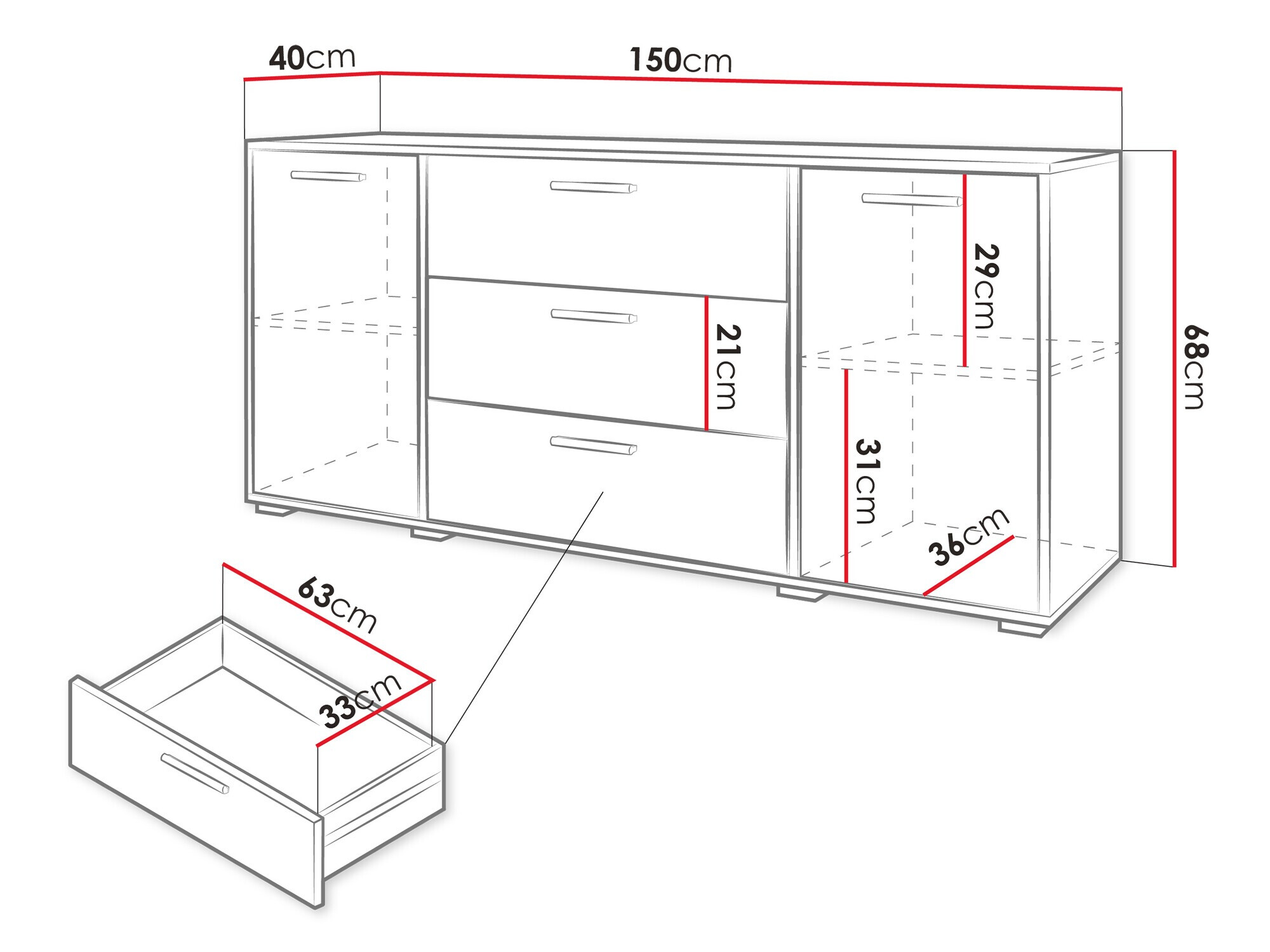 Kumode Sarasota 174 (Votan ozols + Glancēts balts)