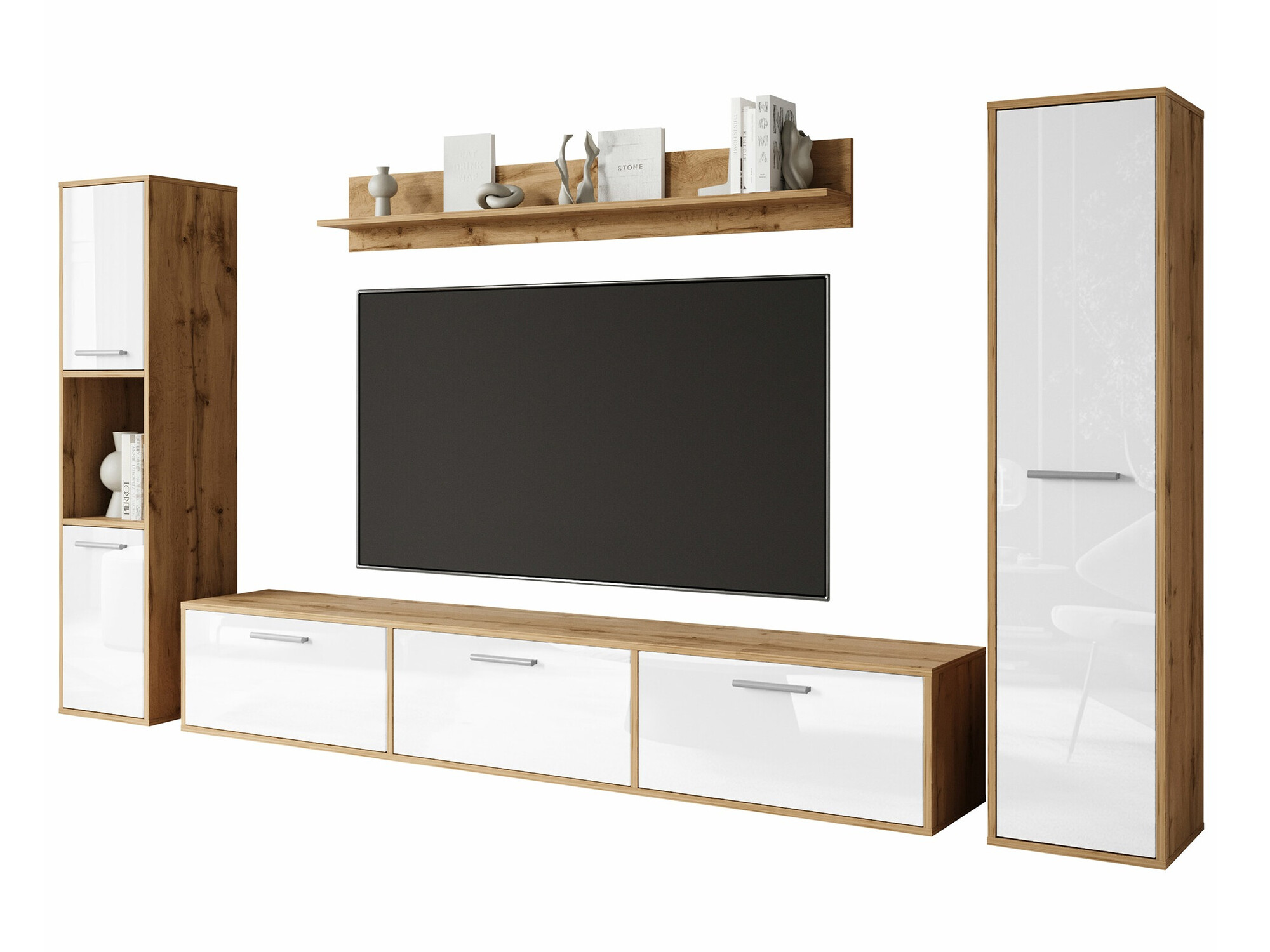 Набор для гостиной Sarasota 175 (Дуб вотан + Глянцевый белый)