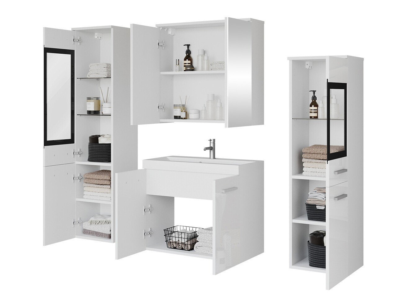 Набор для ванной комнаты Sarasota 140 (Глянцевый белый + Дуб вотан)