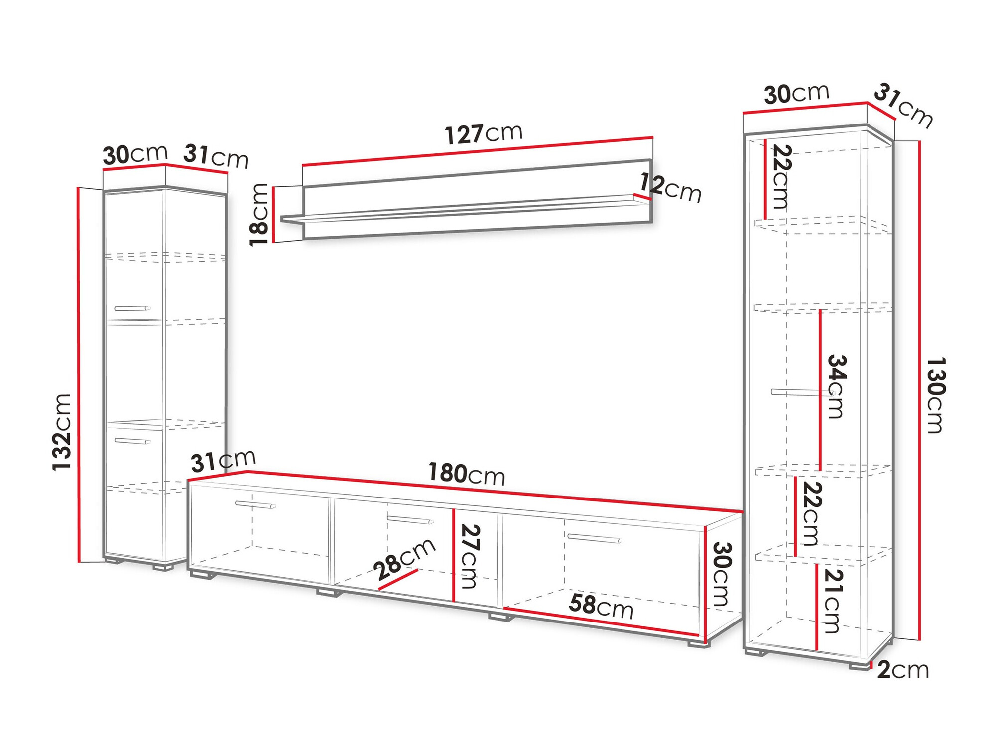 Viesistabas komplekts Sarasota 175 (Melns + Votan ozols)