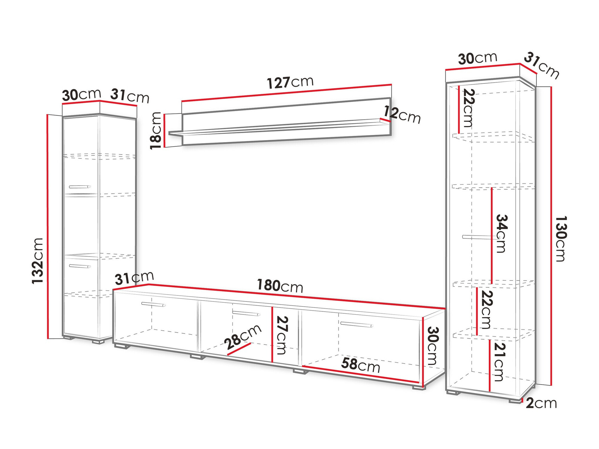 Viesistabas komplekts Sarasota 175 (Votan ozols + Glancēts balts)